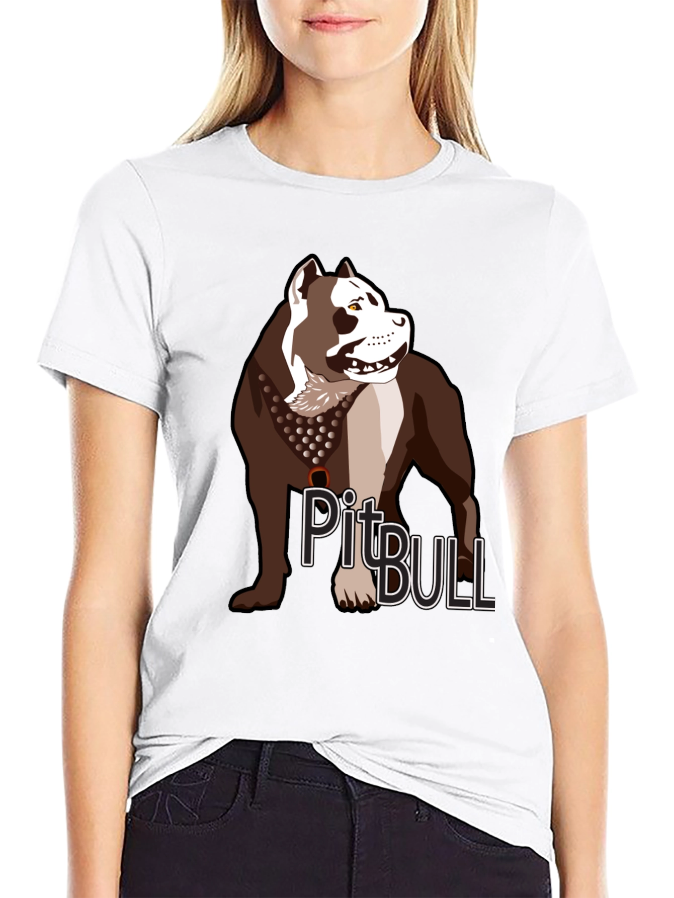 Pitbull Dog Graphic T-Shirt - Casual Crew Neck Tee