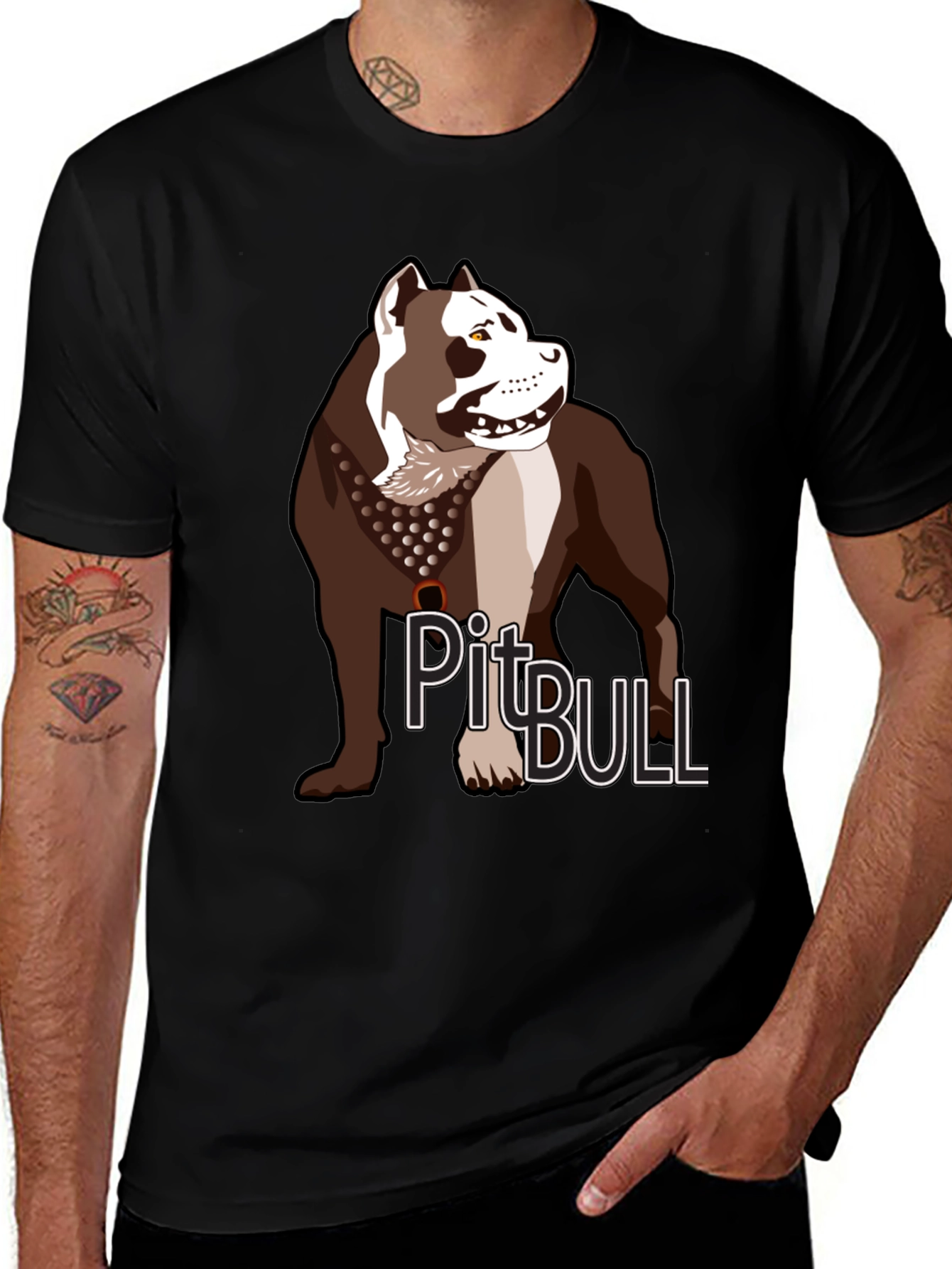 Pitbull Dog Graphic T-Shirt - Casual Crew Neck Tee
