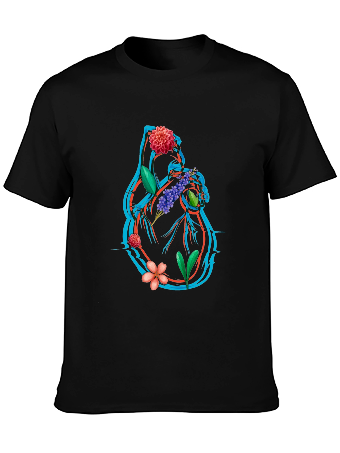 Floral Heart Graphic Tee - Anatomical Art T-Shirt