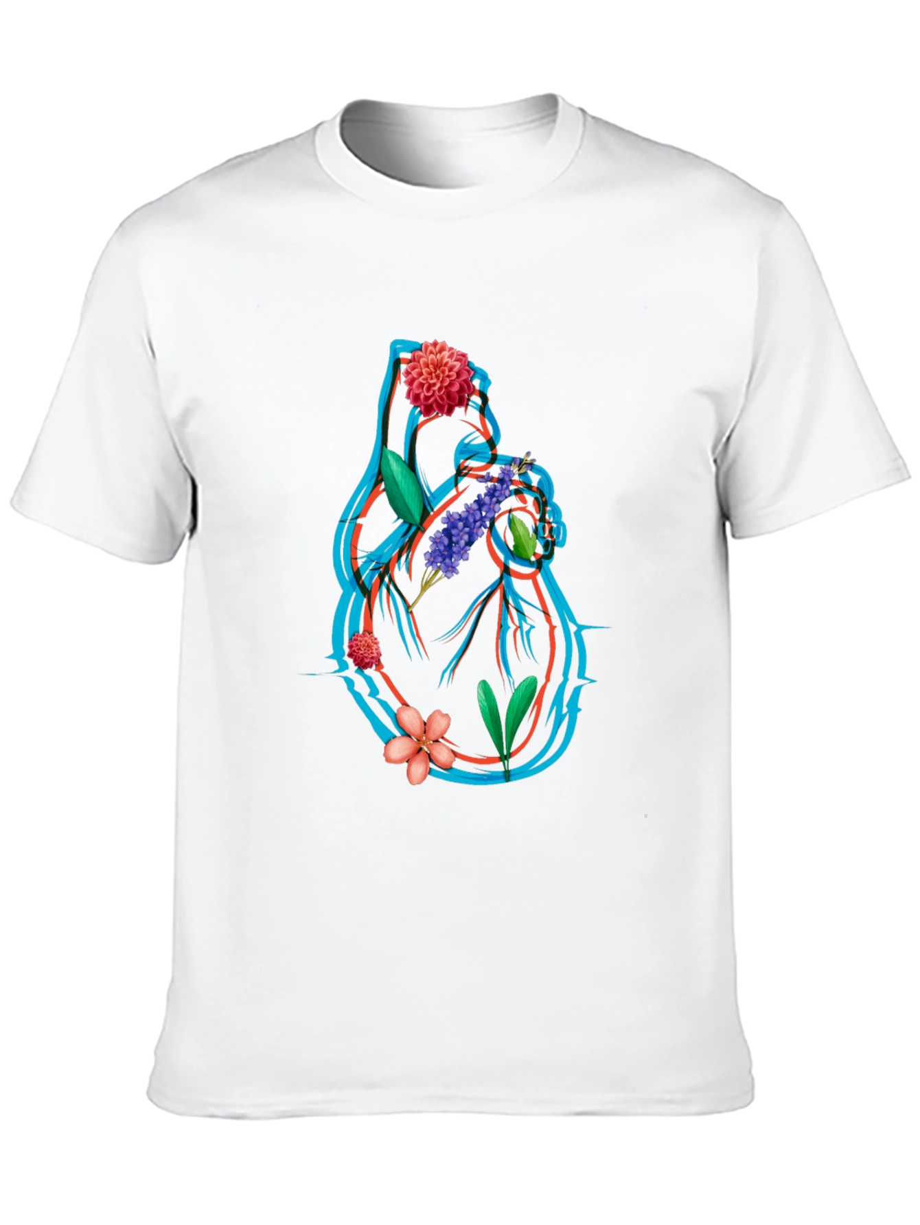 Floral Heart Graphic Tee - Anatomical Art T-Shirt