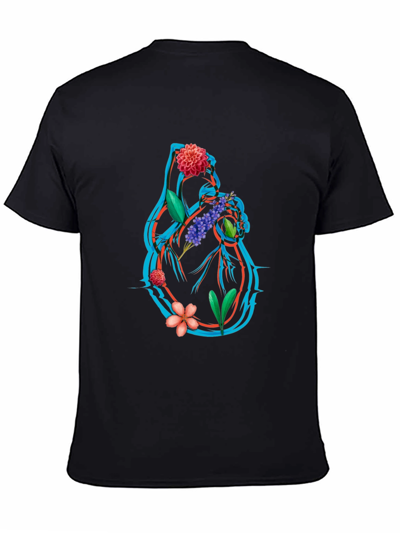 Floral Heart Graphic Tee - Anatomical Art T-Shirt