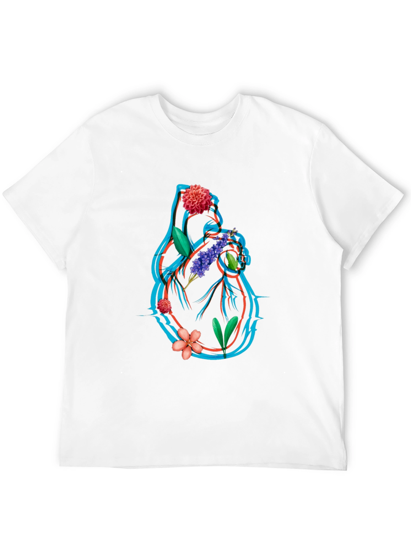 Floral Heart Graphic Tee - Anatomical Art T-Shirt