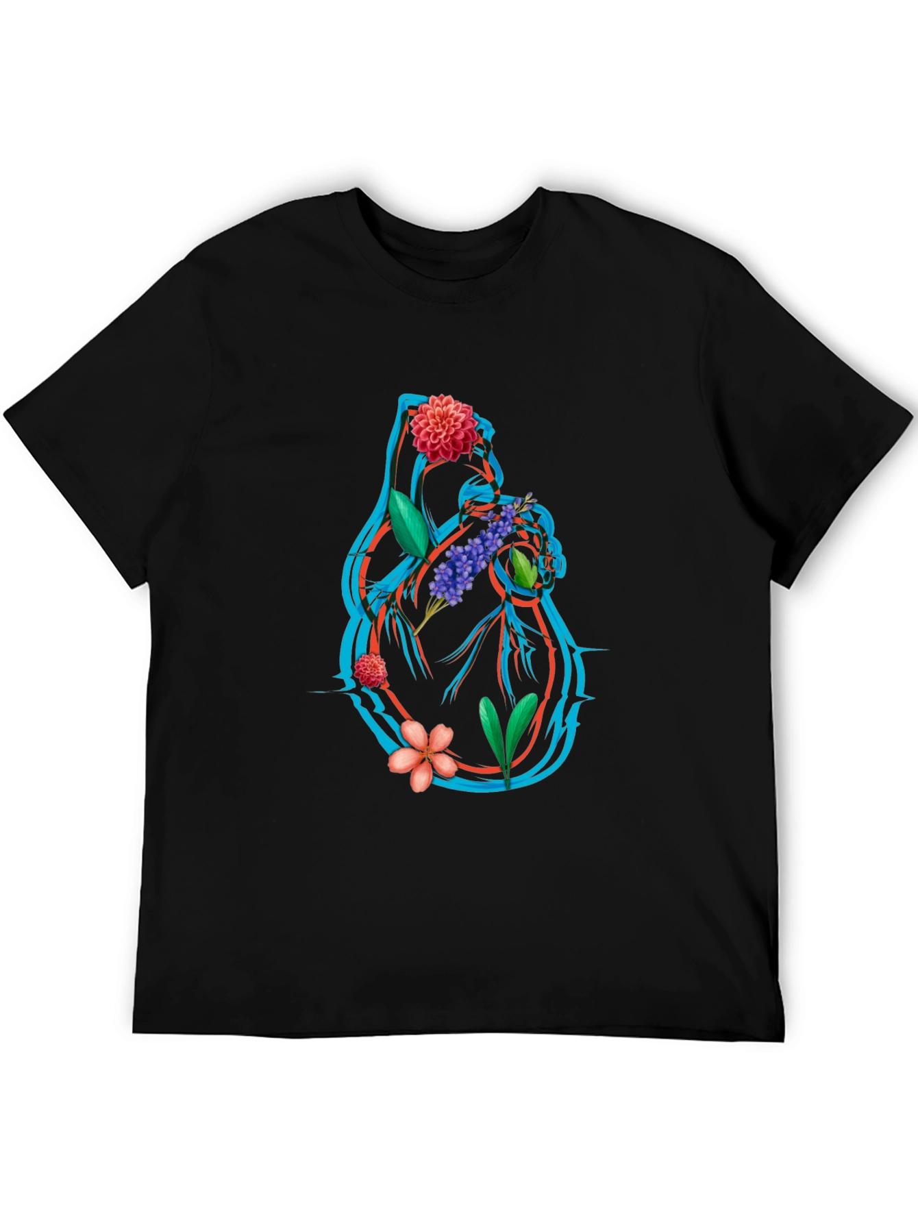 Floral Heart Graphic Tee - Anatomical Art T-Shirt