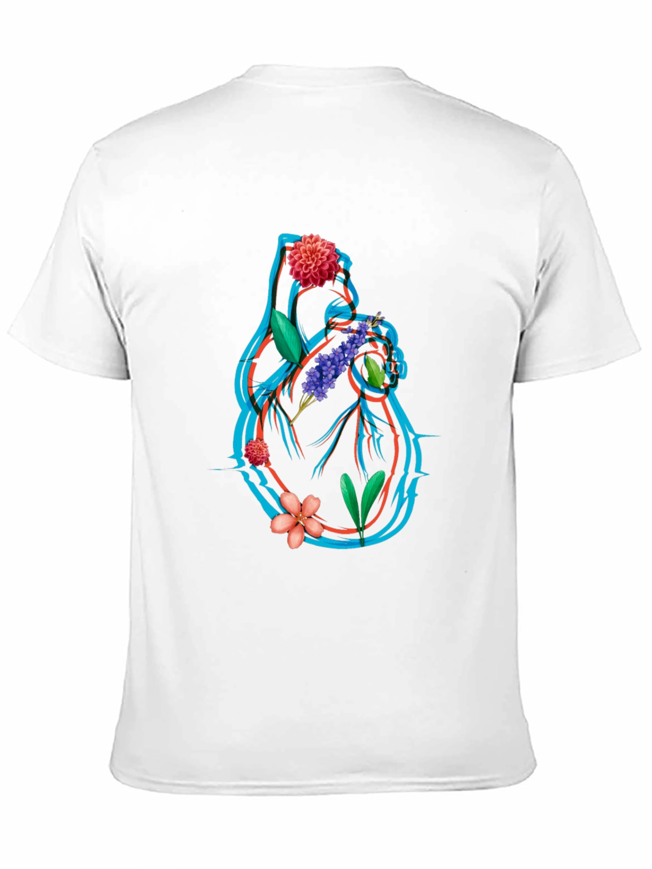 Floral Heart Graphic Tee - Anatomical Art T-Shirt
