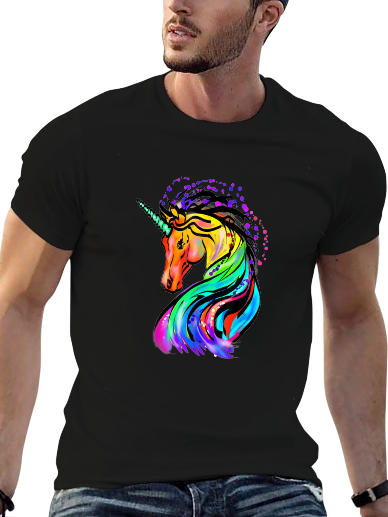 Unicorn Graphic Black T-Shirt
