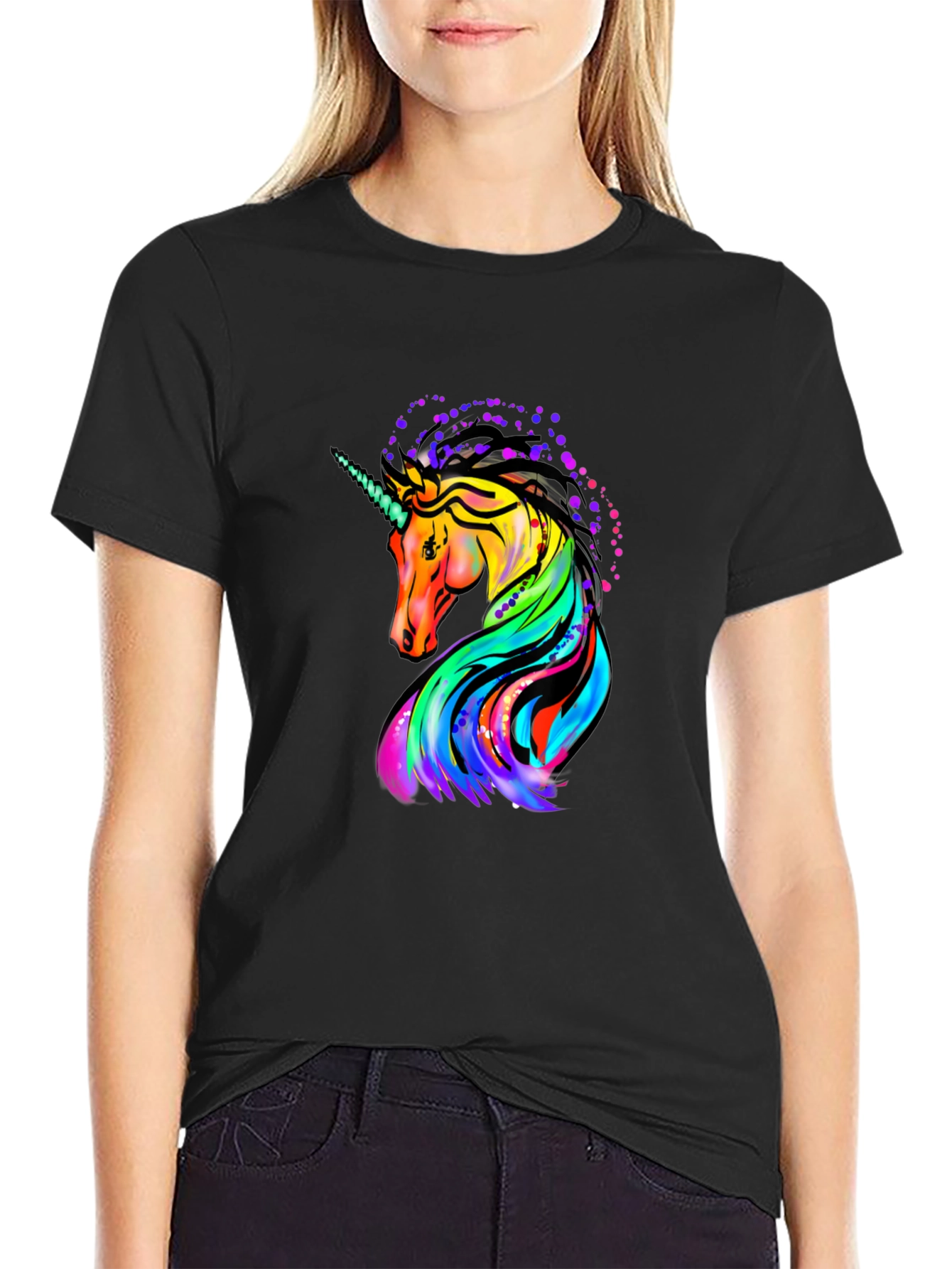 Unicorn Graphic Black T-Shirt