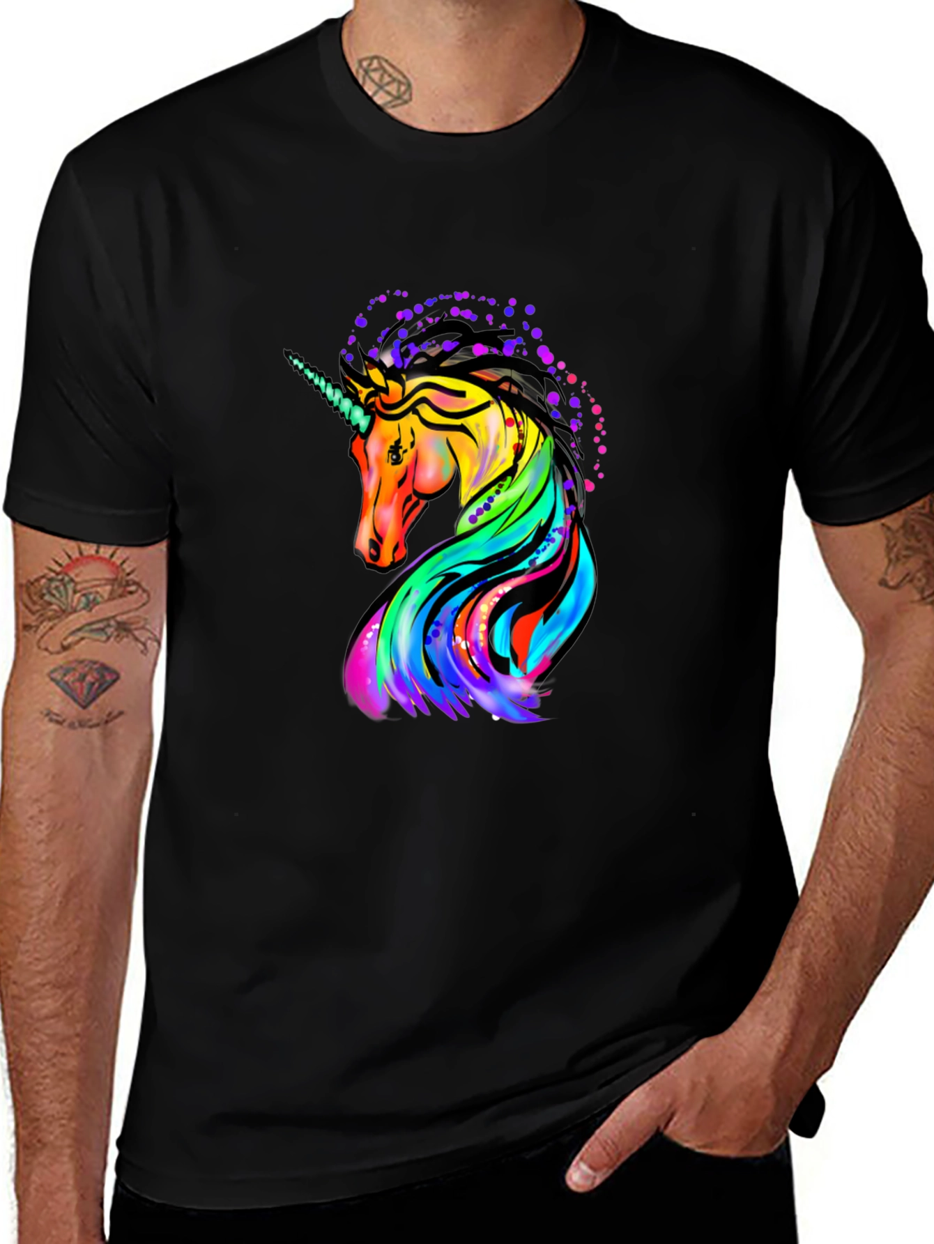 Unicorn Graphic Black T-Shirt