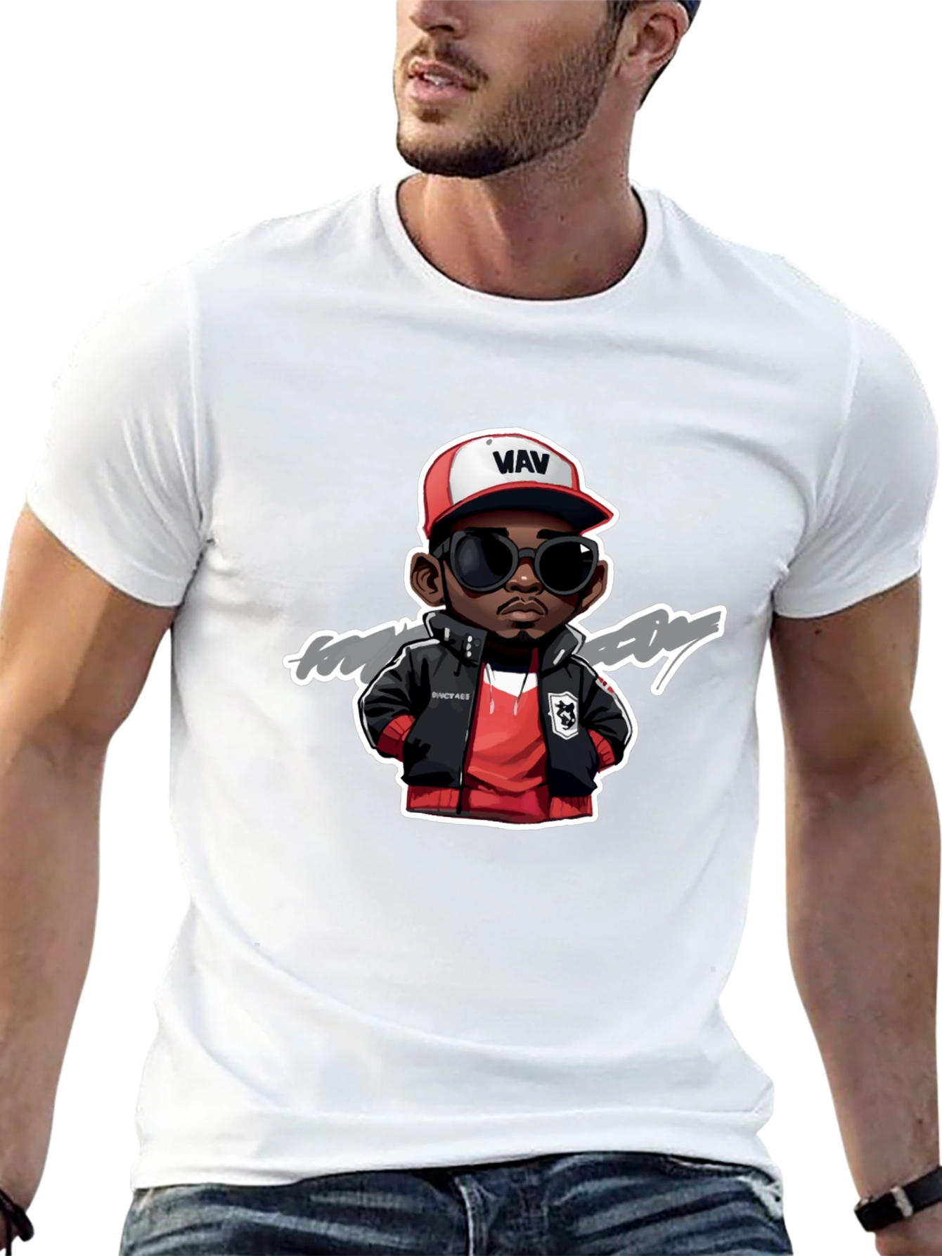 Cartoon Character Graphic Print Black Tee