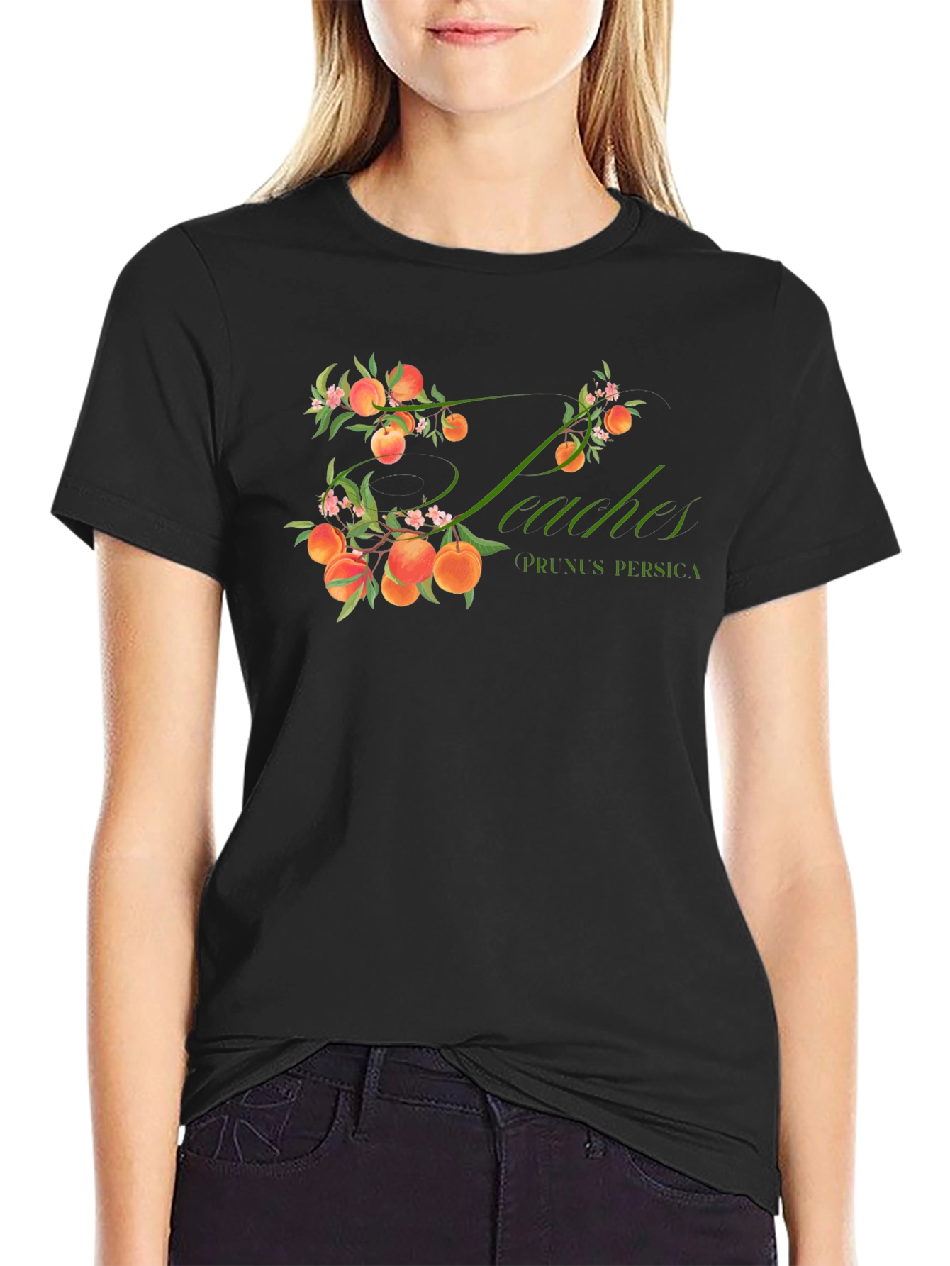Peaches Prunus Persica Black T-Shirt