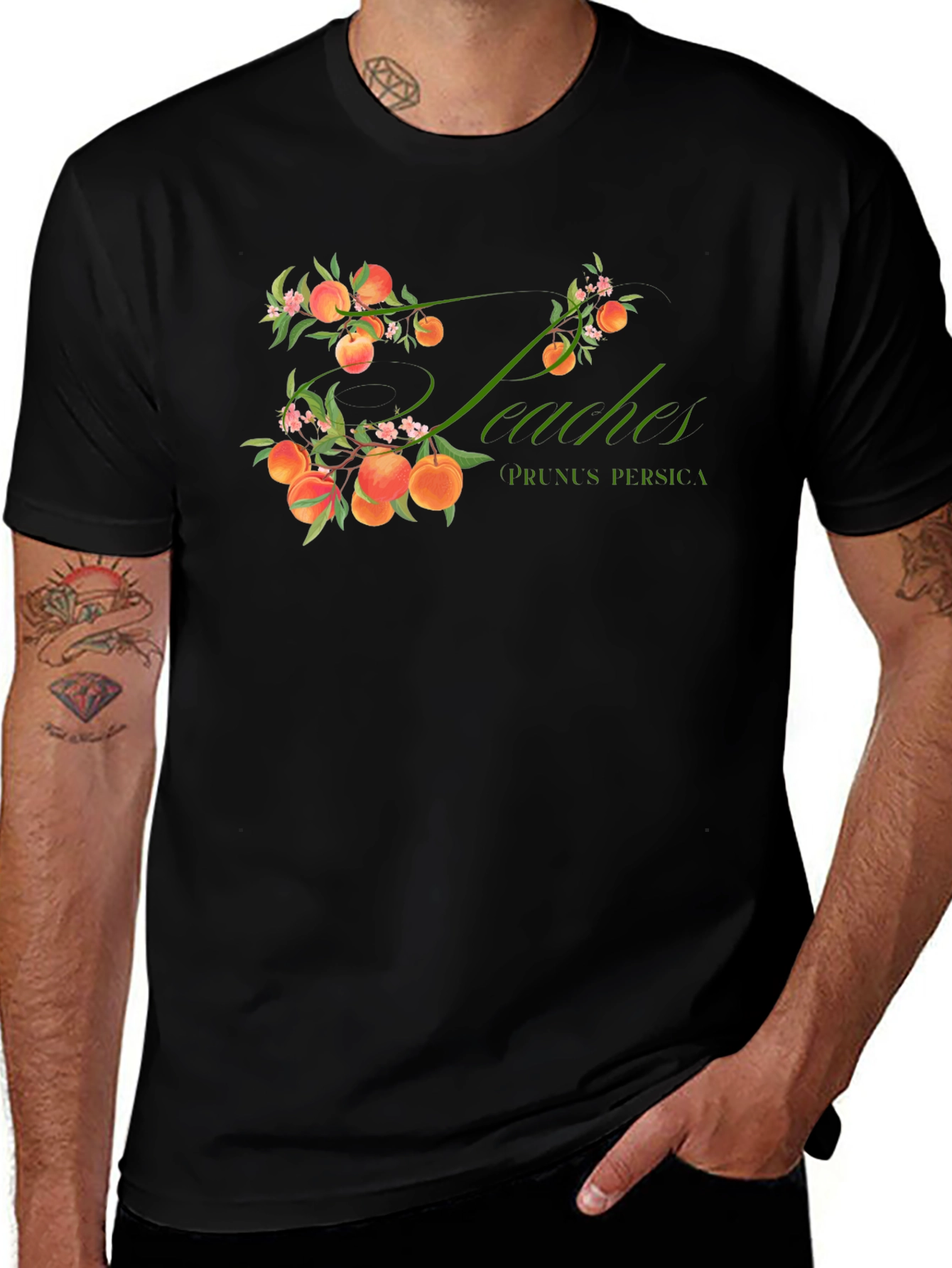 Peaches Prunus Persica Black T-Shirt