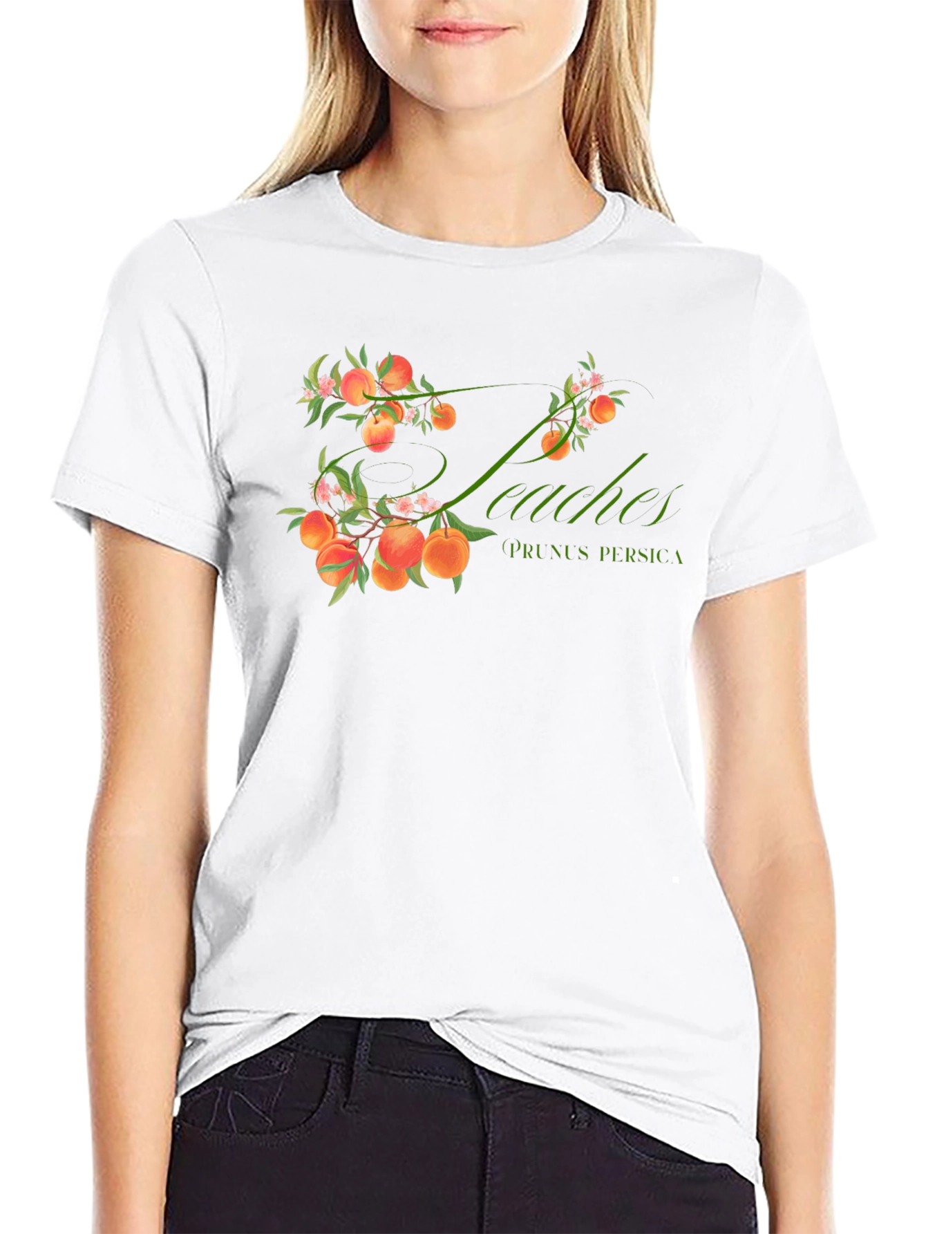 Peaches Prunus Persica Black T-Shirt