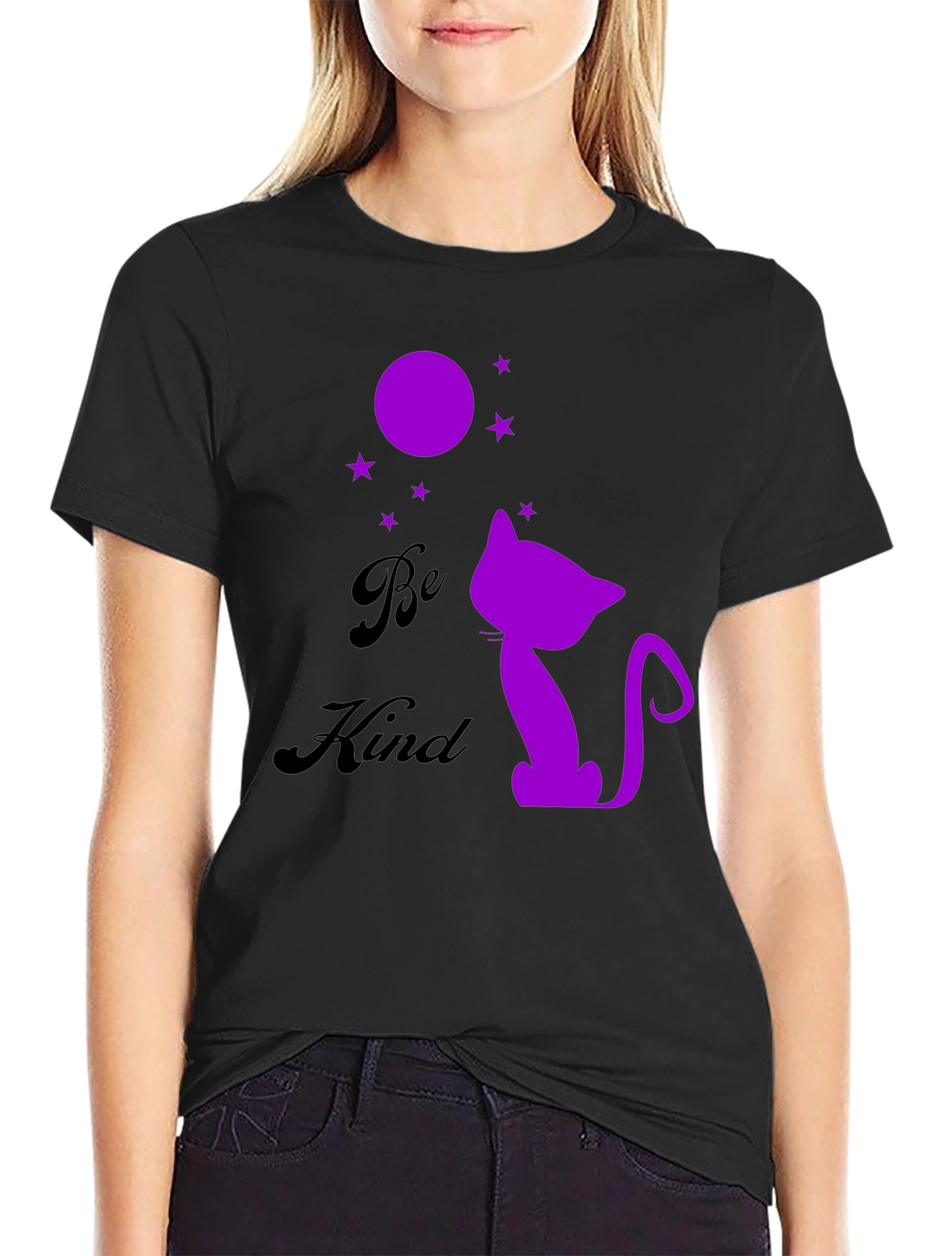 Be Kind Cat Silhouette Graphic Tee