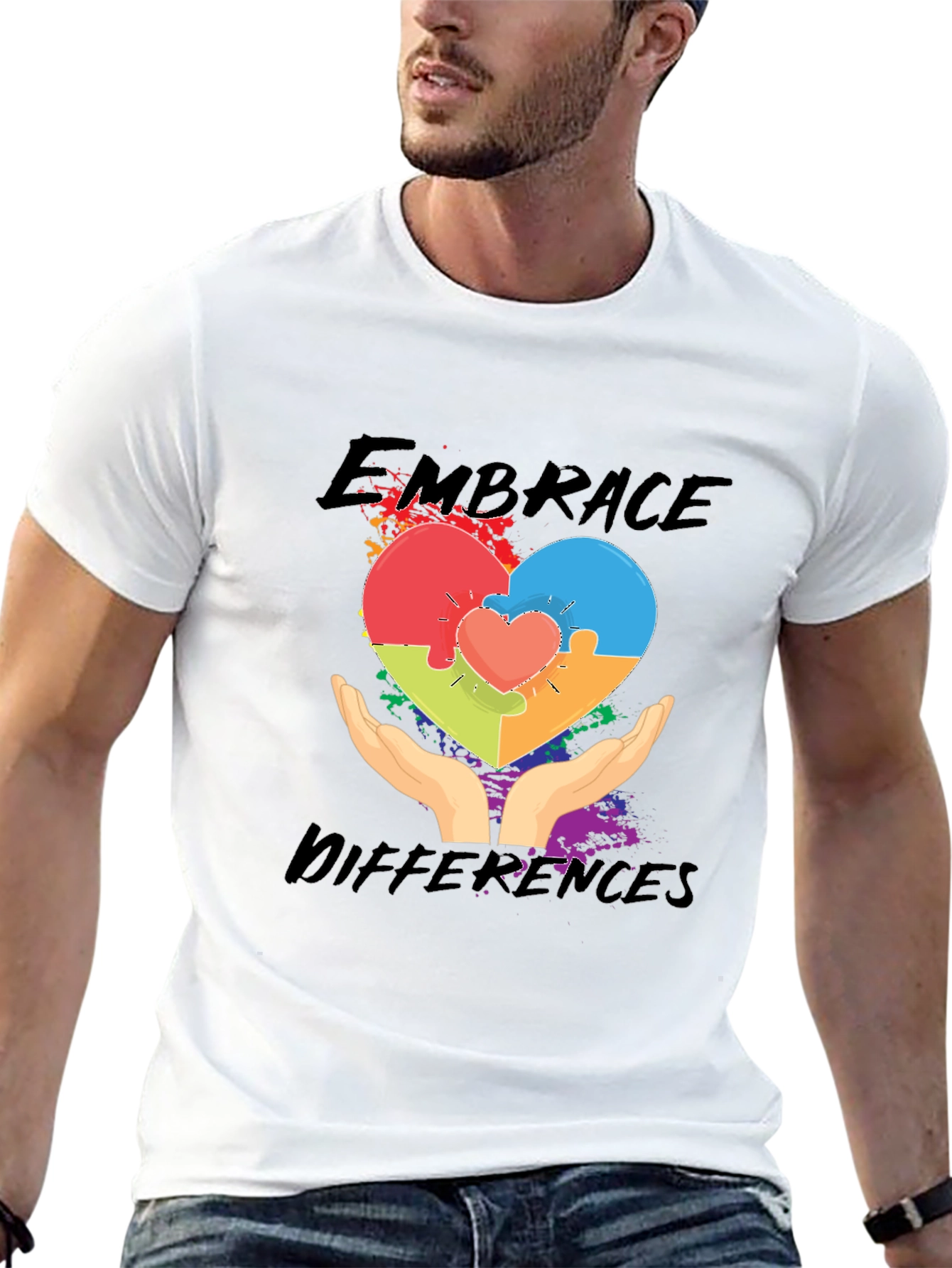 Embrace Differences Heart Puzzle T-Shirt
