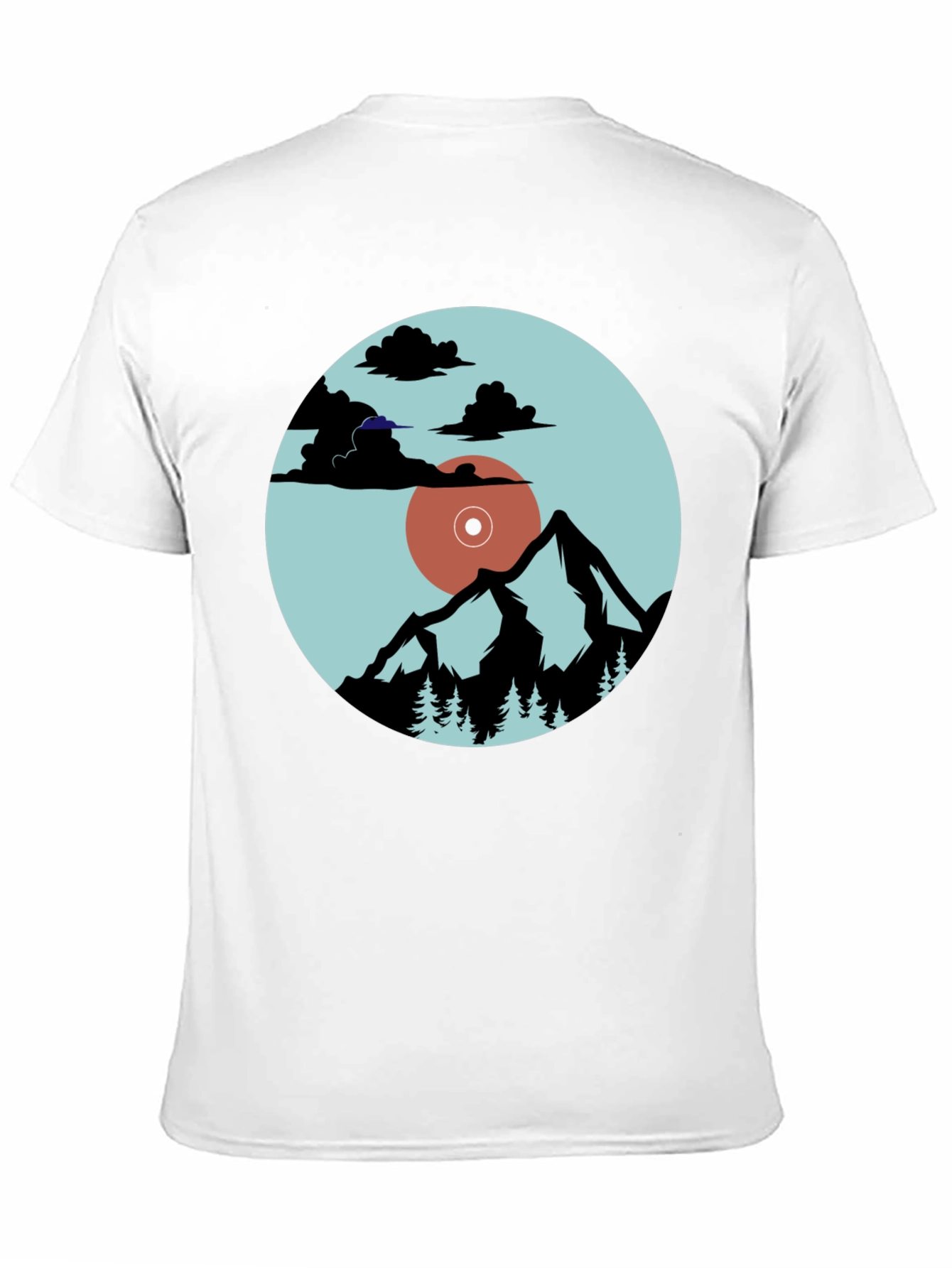 Mountains & Vinyl Record Graphic T-Shirt