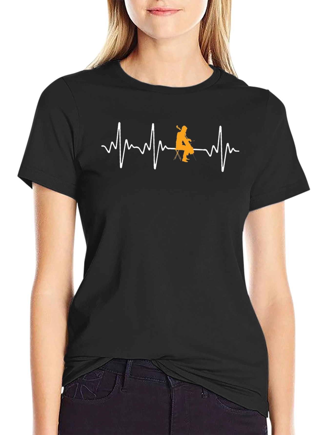 Cello Heartbeat Graphic T-Shirt - Music Lover Tee