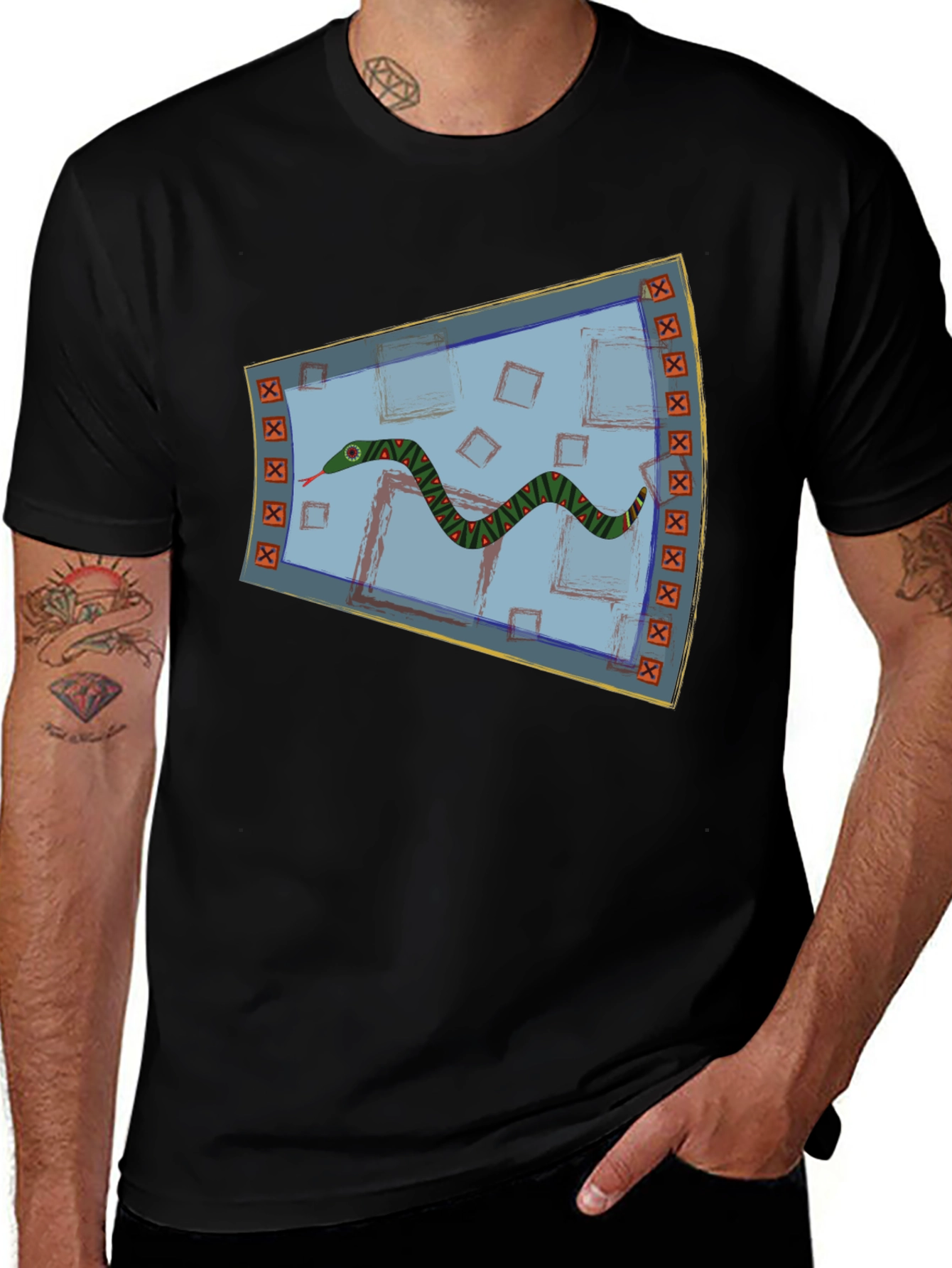 Unique Snake Graphic Tee - Soft Cotton Black T-Shirt