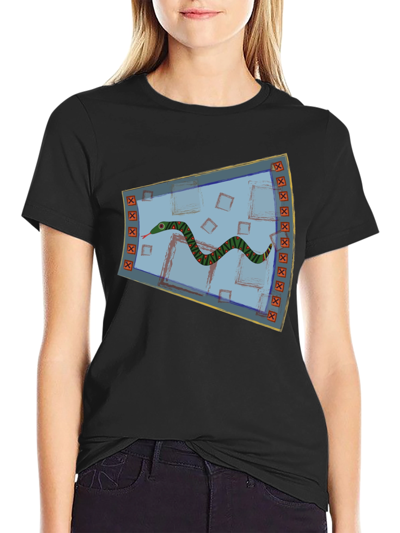 Unique Snake Graphic Tee - Soft Cotton Black T-Shirt