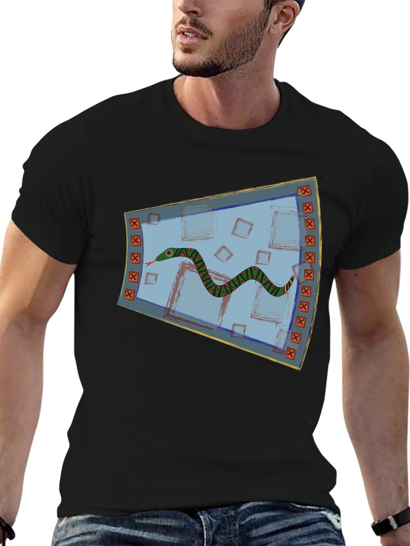 Unique Snake Graphic Tee - Soft Cotton Black T-Shirt