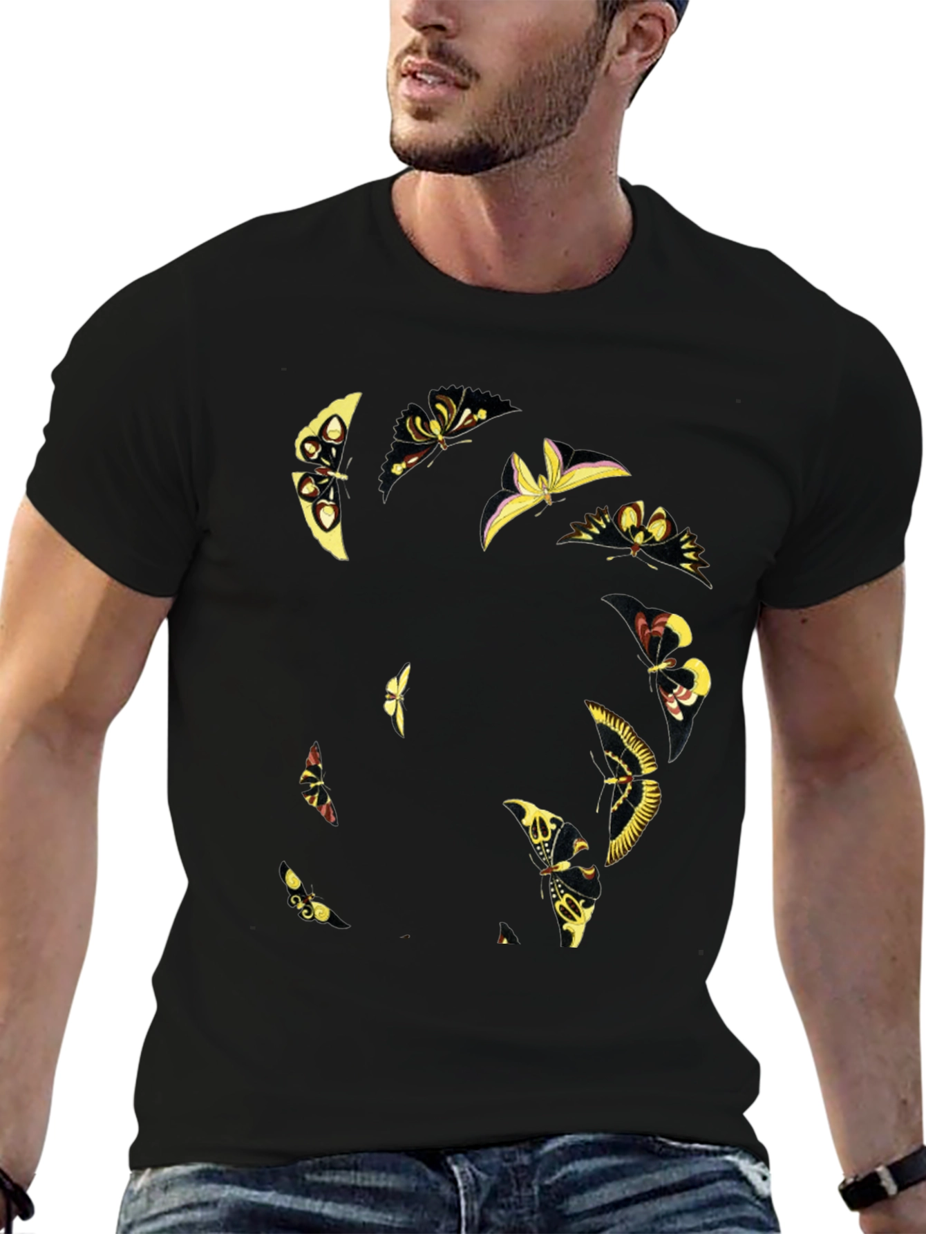 Butterfly Graphic Tee - Black Cotton Blend