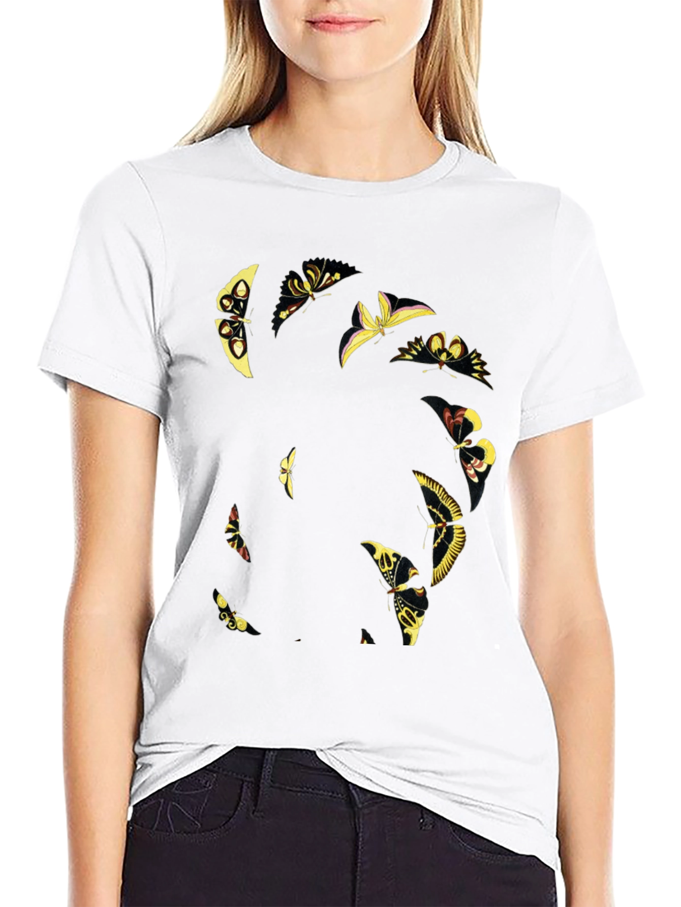 Butterfly Graphic Tee - Black Cotton Blend