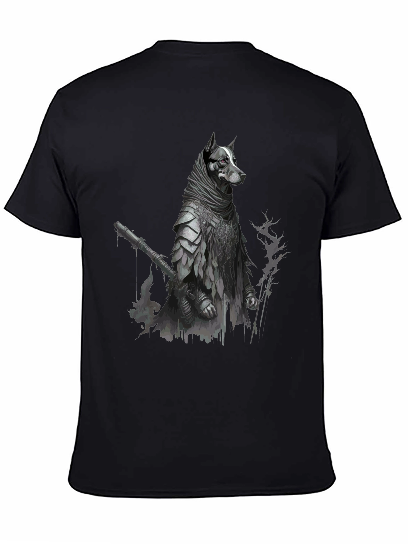 Dog Warrior Graphic Tee - Black Cotton Blend