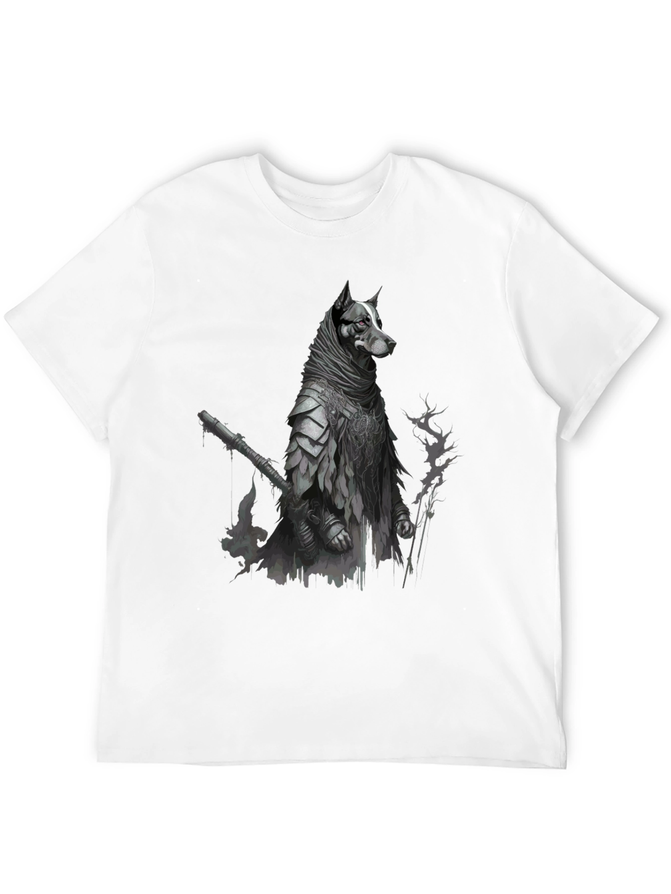 Dog Warrior Graphic Tee - Black Cotton Blend