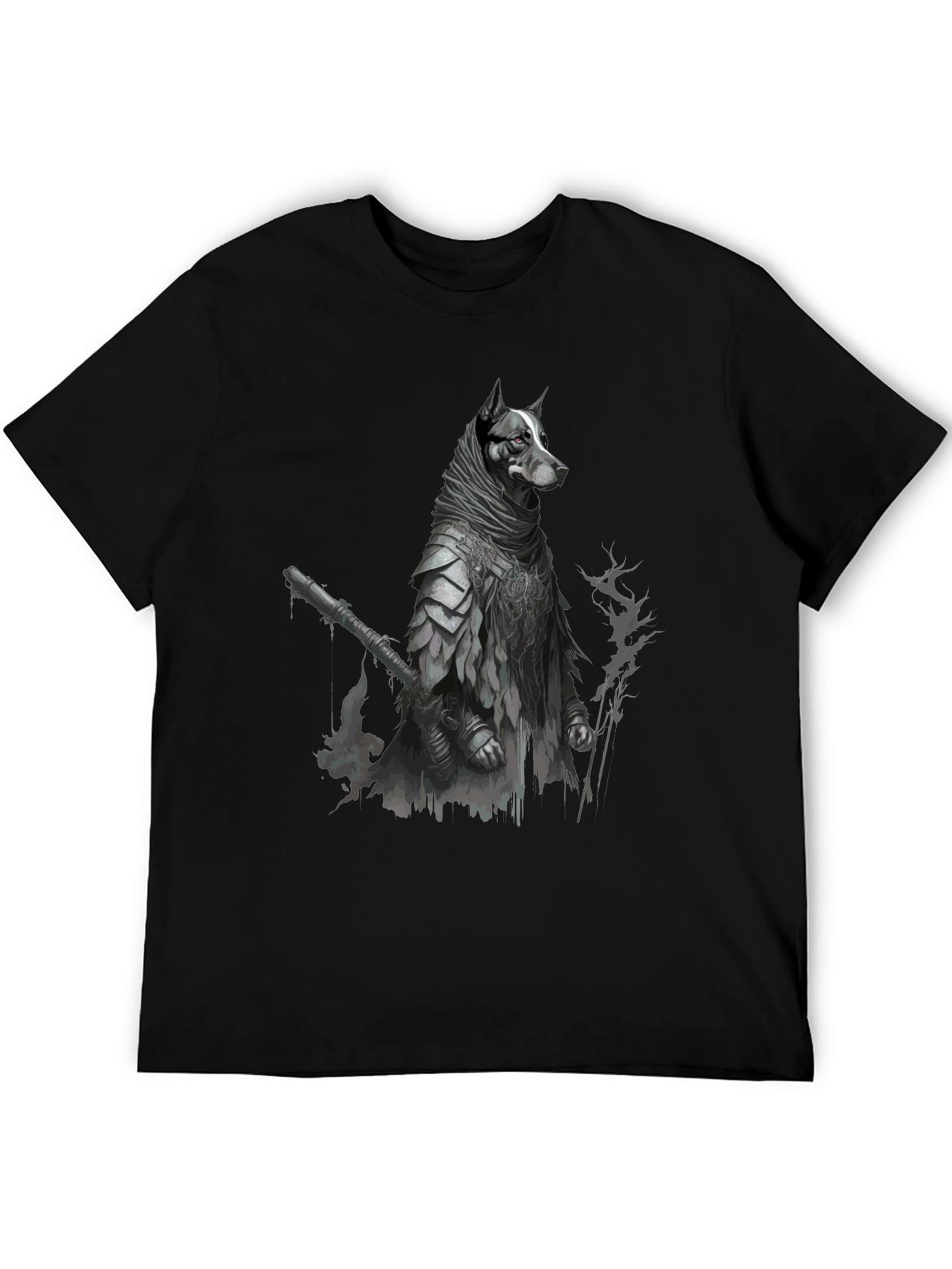 Dog Warrior Graphic Tee - Black Cotton Blend