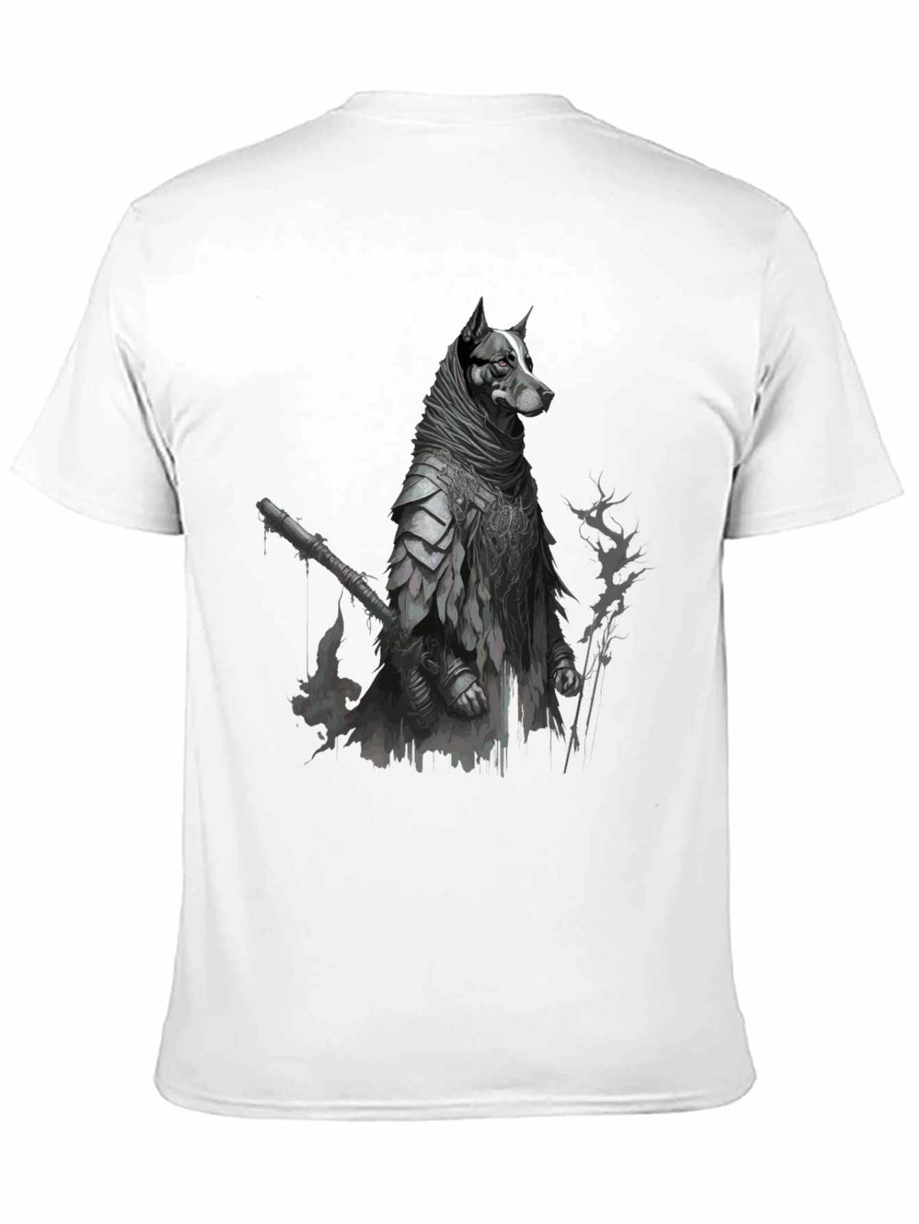 Dog Warrior Graphic Tee - Black Cotton Blend
