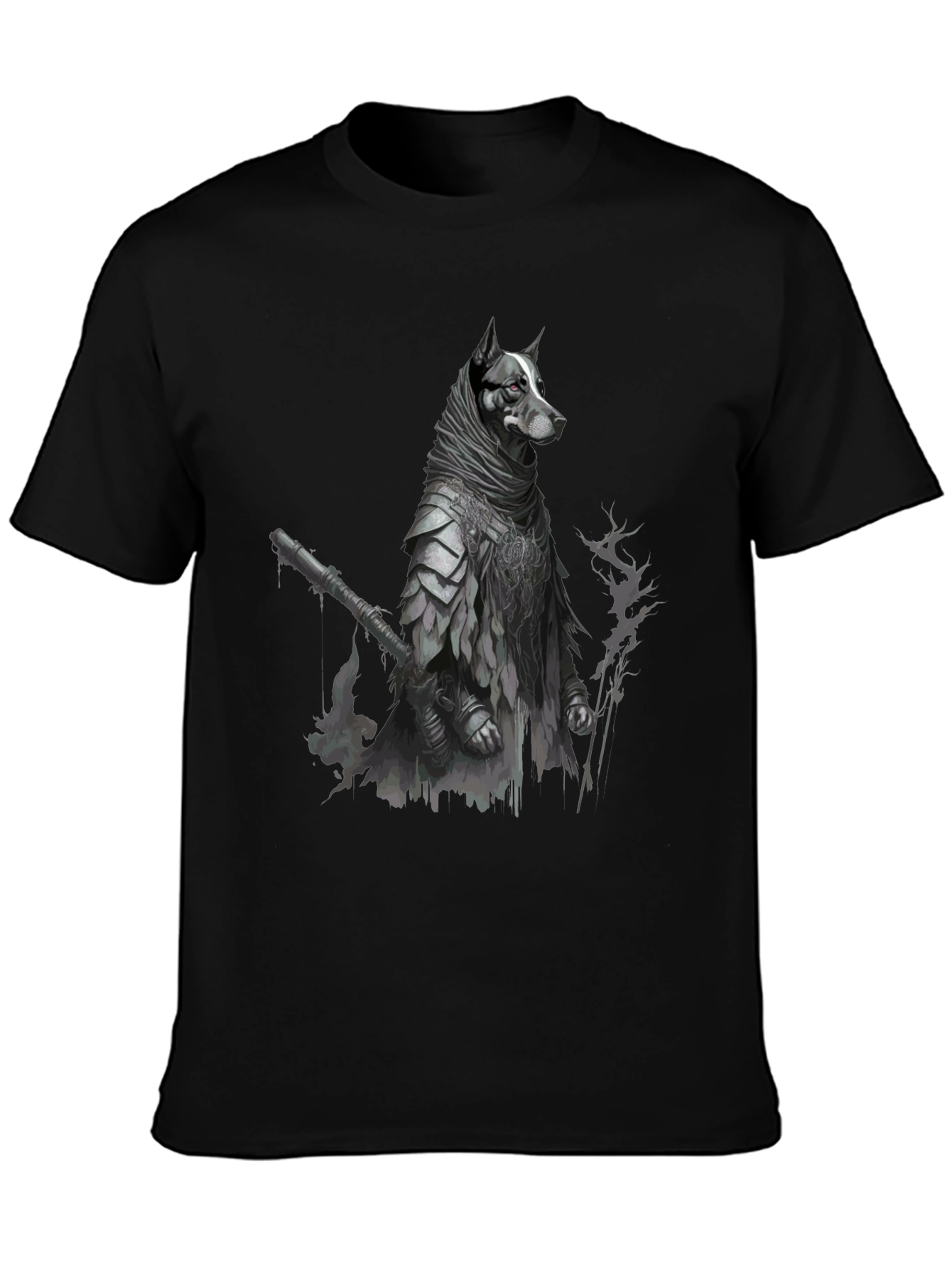 Dog Warrior Graphic Tee - Black Cotton Blend