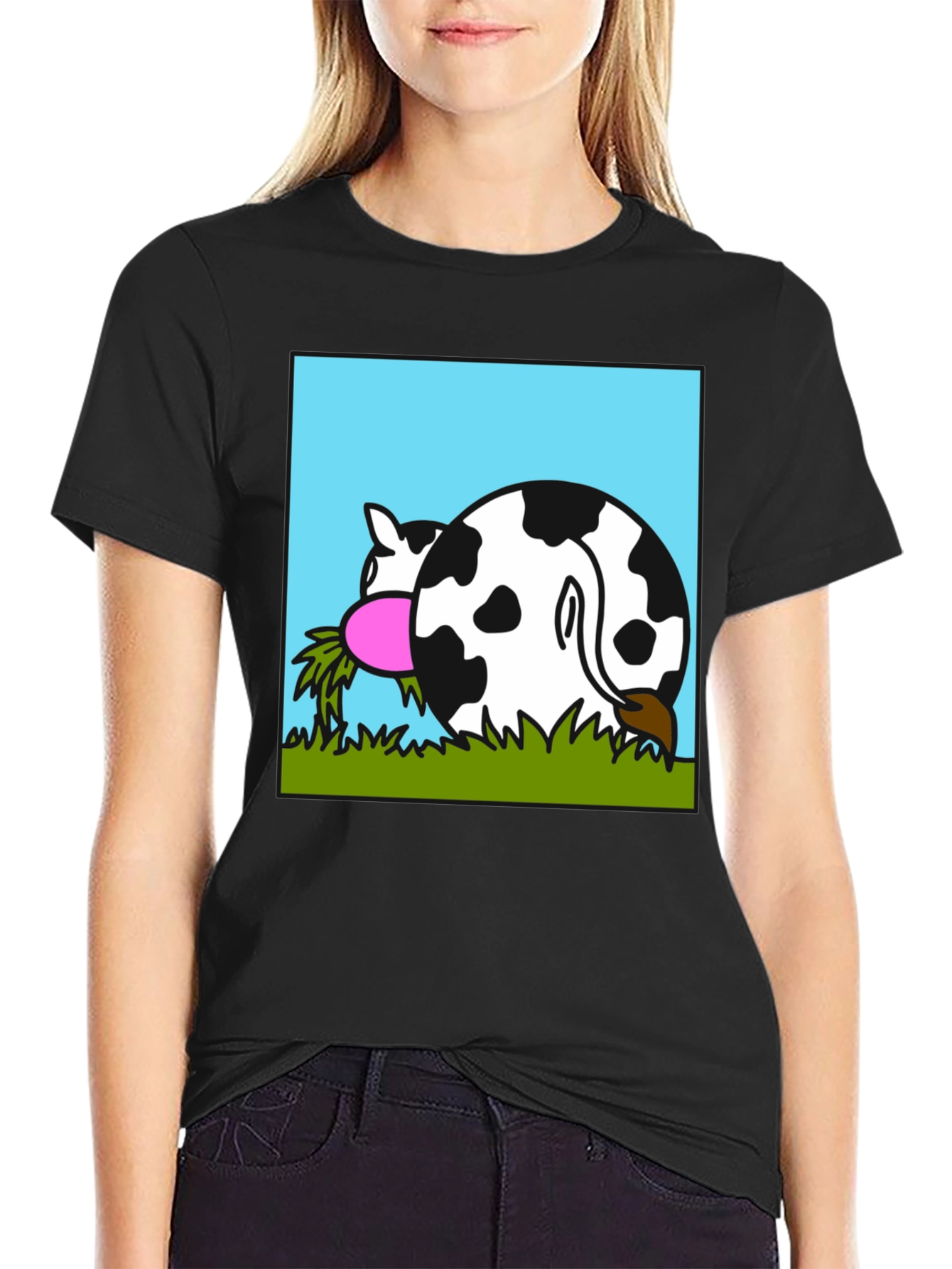 Funny Cow Butt T-Shirt - Black