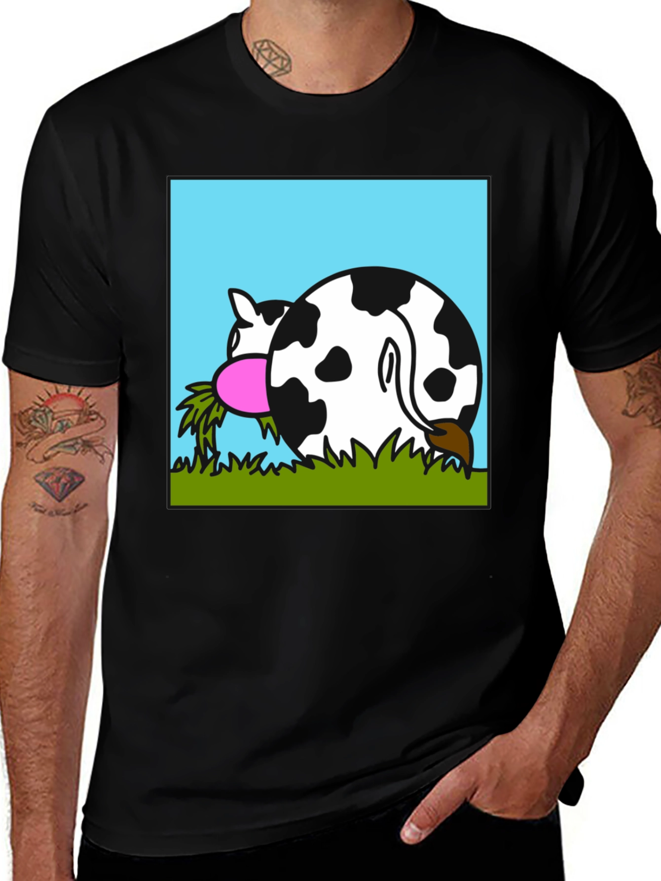 Funny Cow Butt T-Shirt - Black