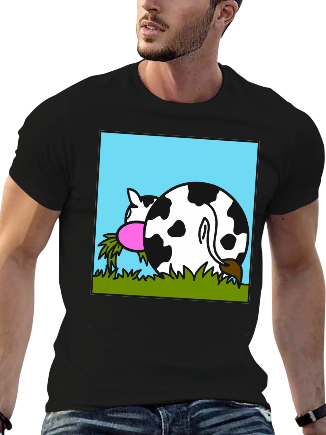 Funny Cow Butt T-Shirt - Black