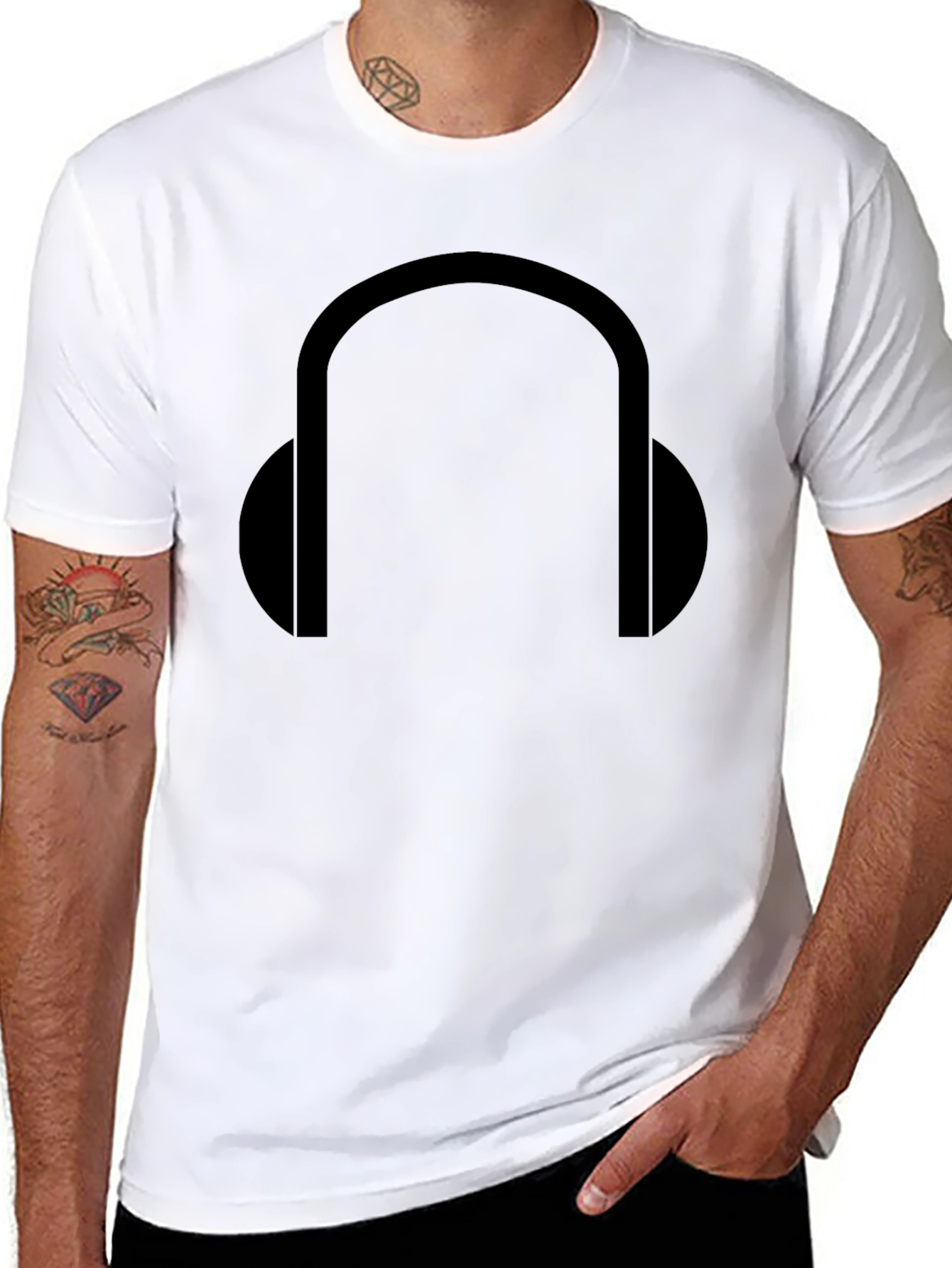 Headphone Graphic Black T-Shirt