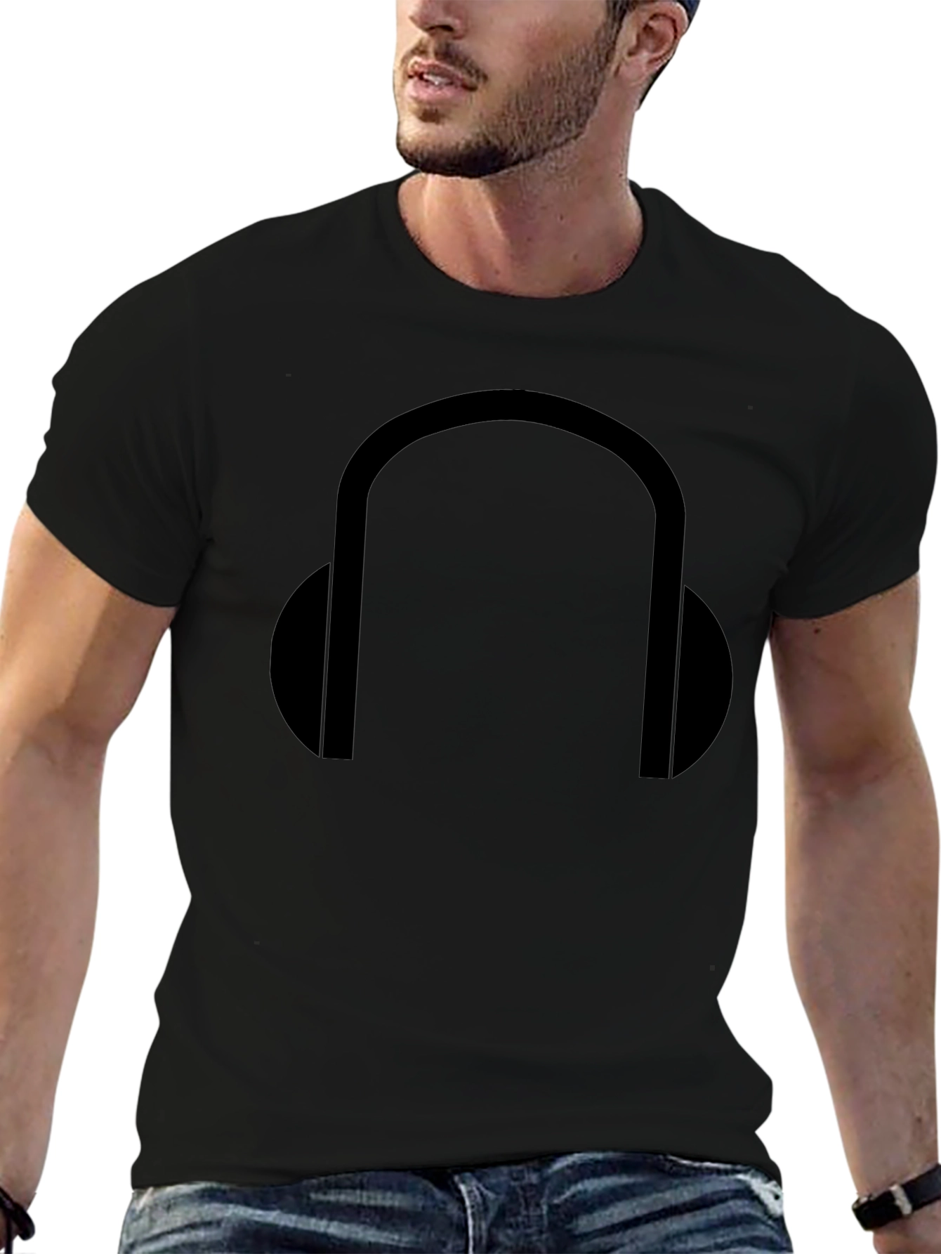 Headphone Graphic Black T-Shirt