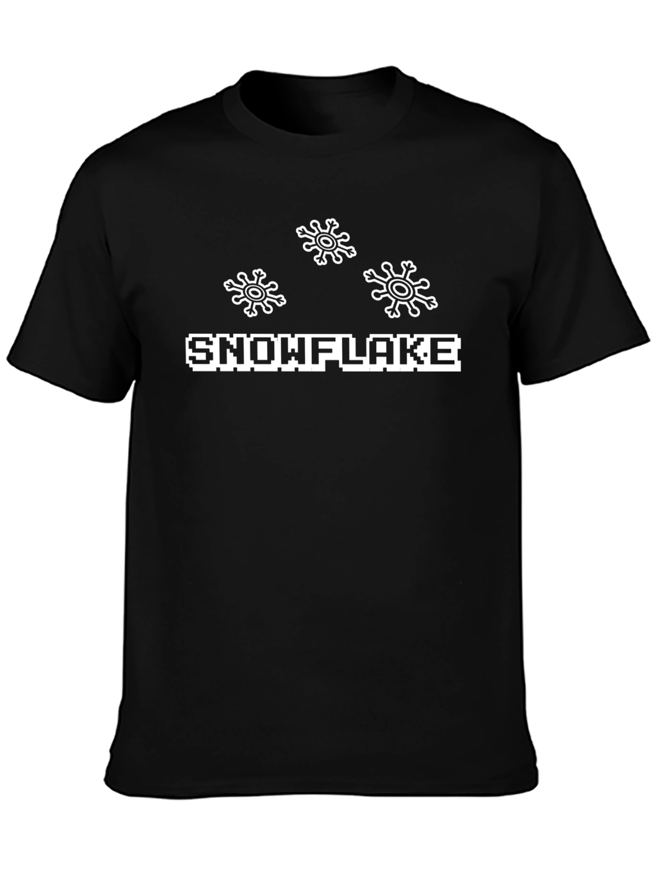 Snowflake Pixel Art Black T-Shirt