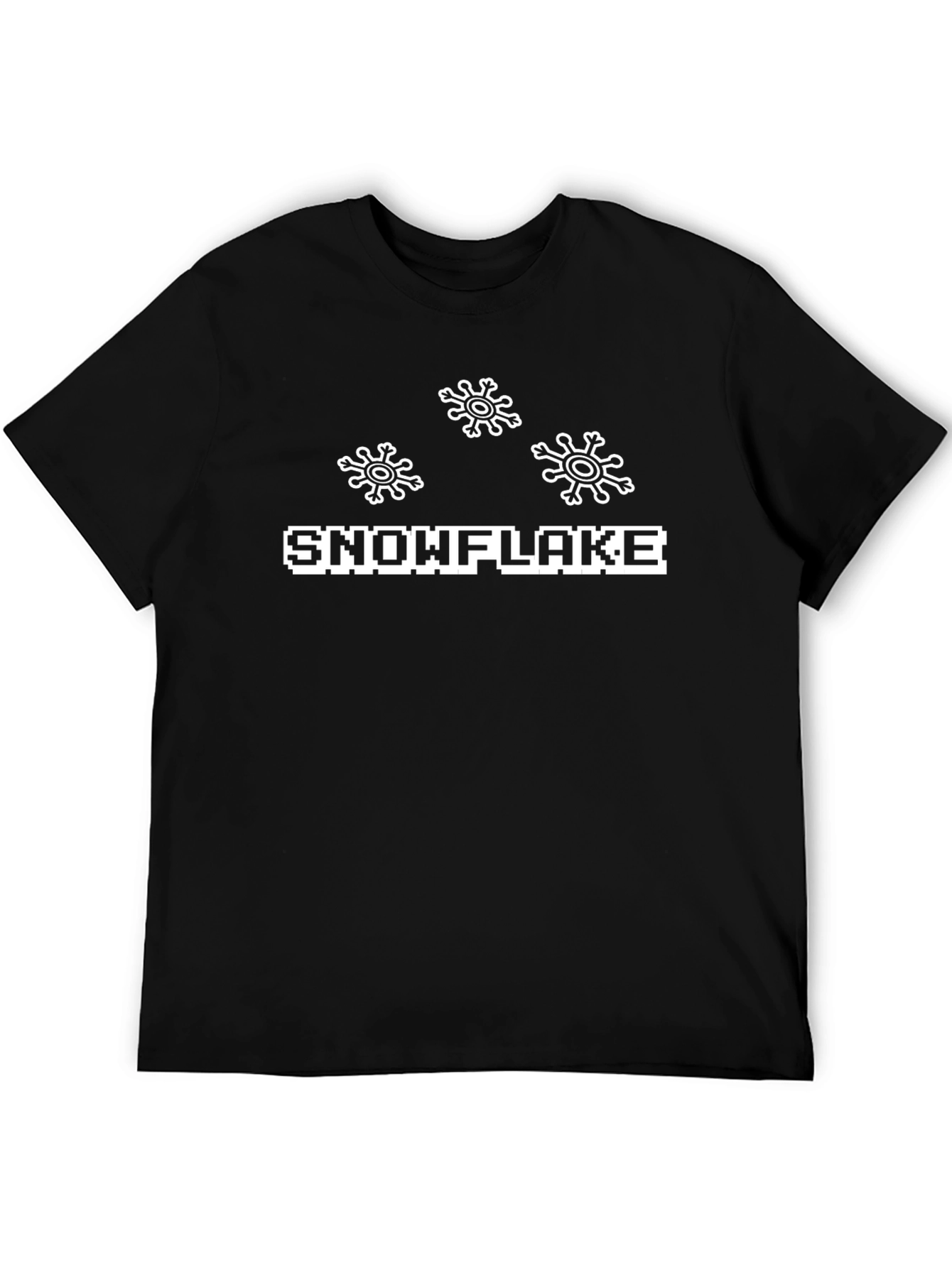 Snowflake Pixel Art Black T-Shirt