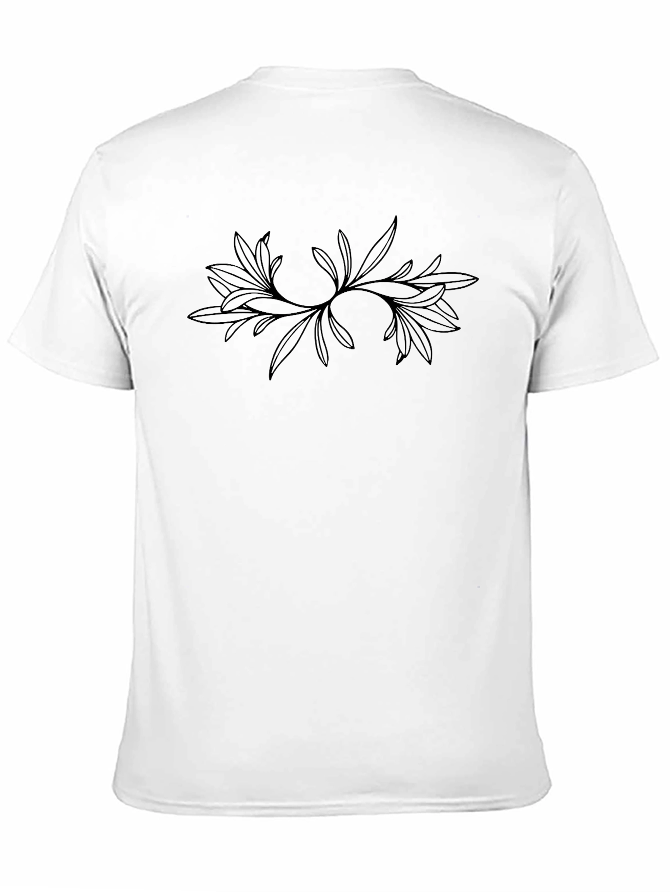 Mens Black Tee with Floral Leaf Design