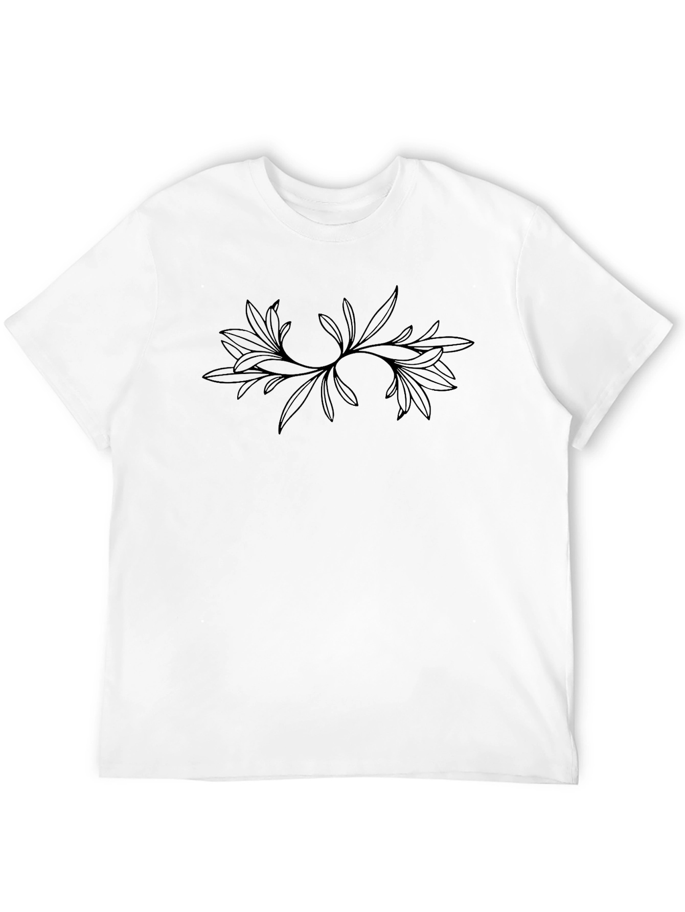 Mens Black Tee with Floral Leaf Design