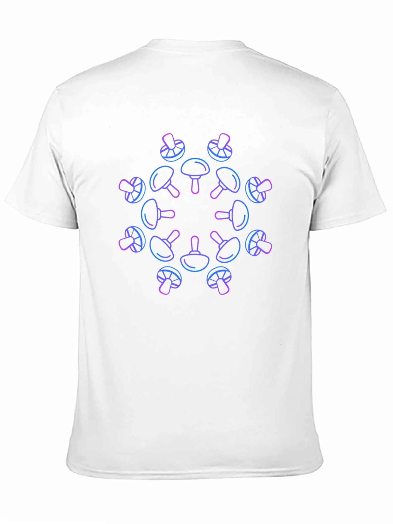 Neon Mushroom Pattern Black T-Shirt