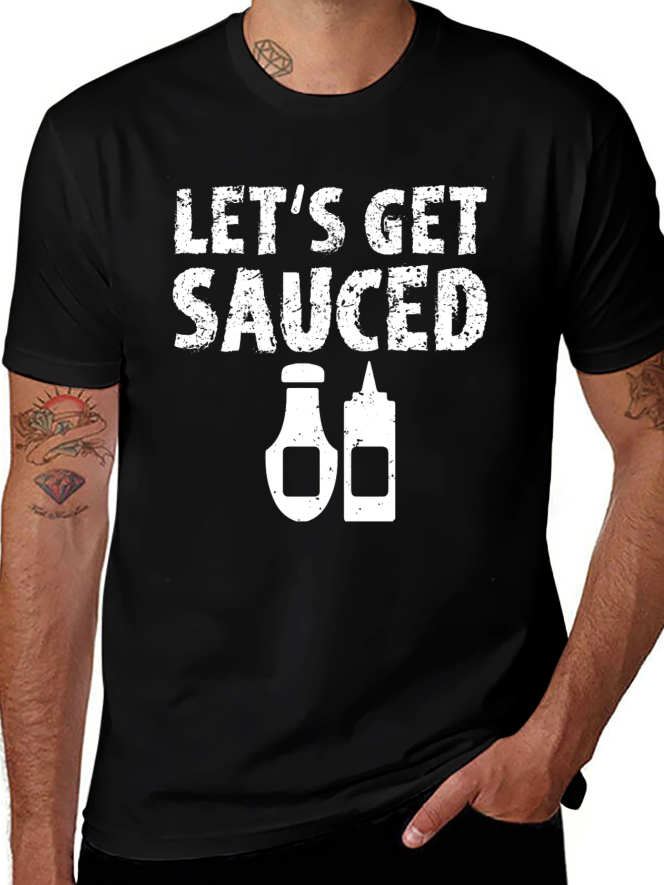Lets Get Sauced Graphic Tee - Black