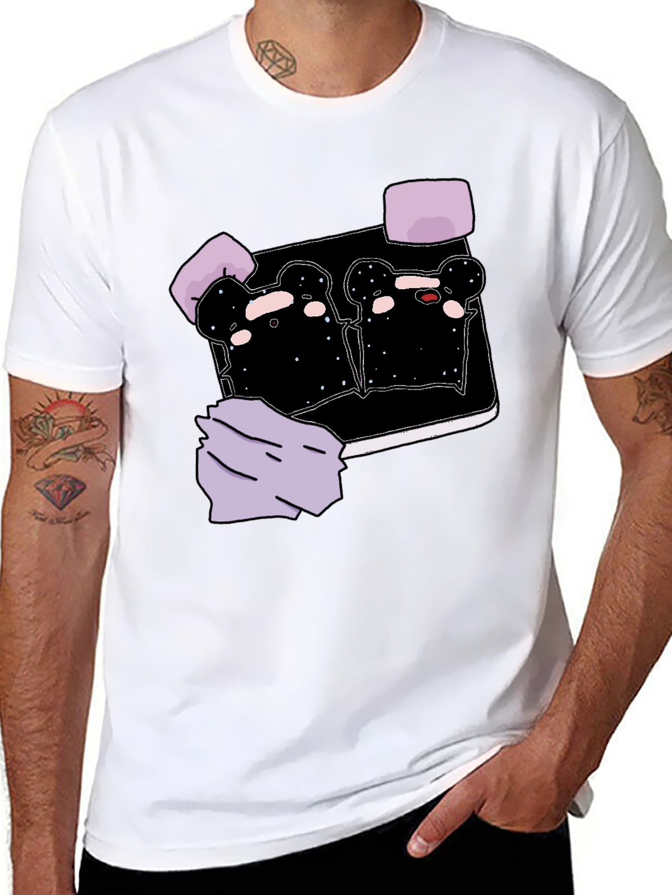 Galaxy Toast Cartoon Graphic T-Shirt