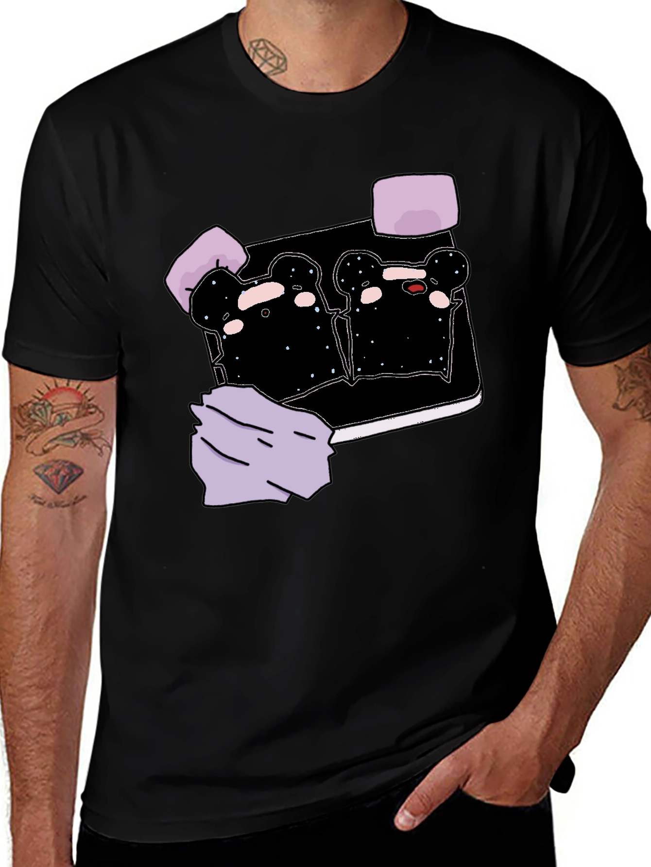 Galaxy Toast Cartoon Graphic T-Shirt