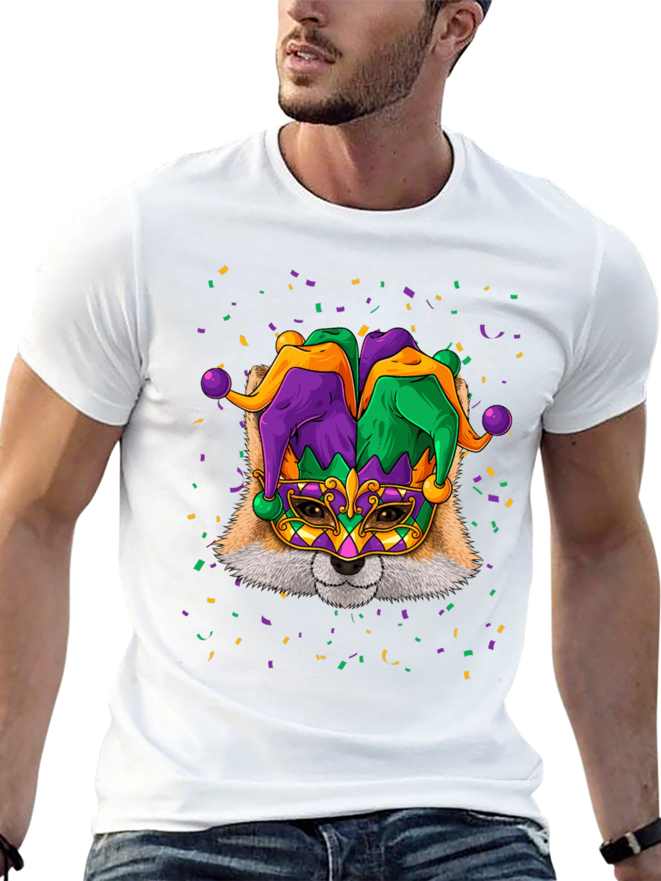 Mardi Gras Fox T-Shirt - Unisex