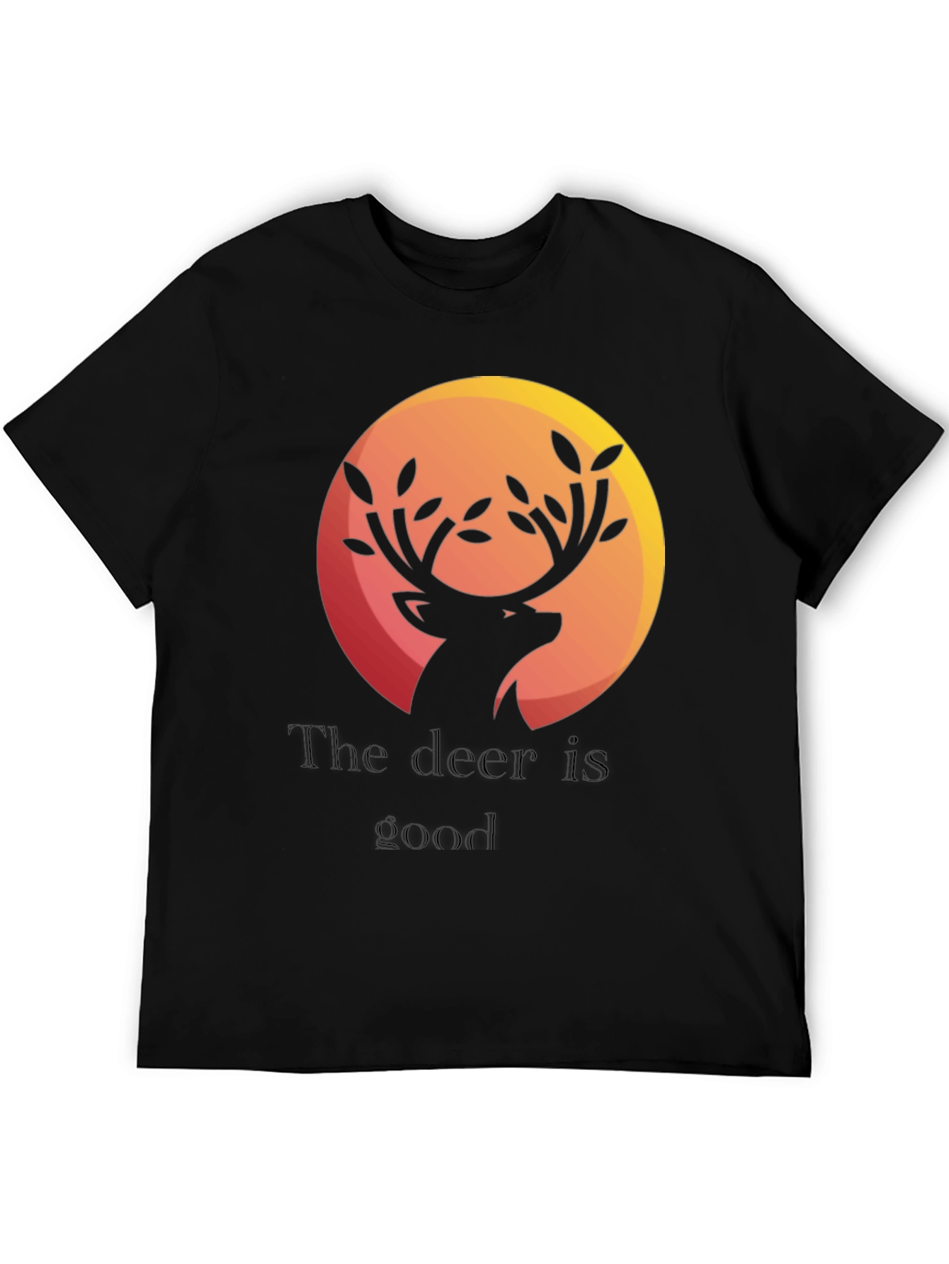 Deer Graphic Print Black T-Shirt