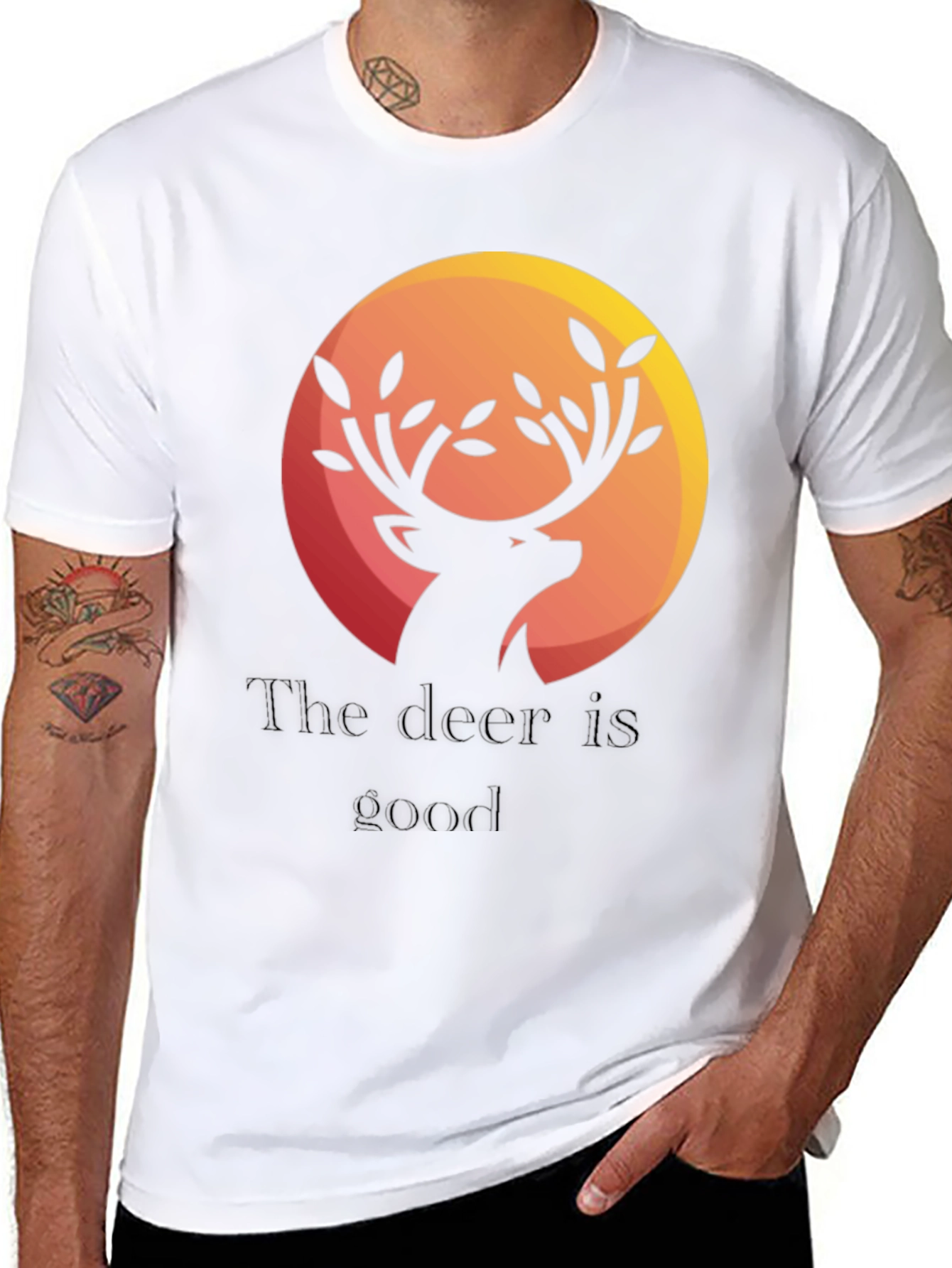 Deer Graphic Print Black T-Shirt