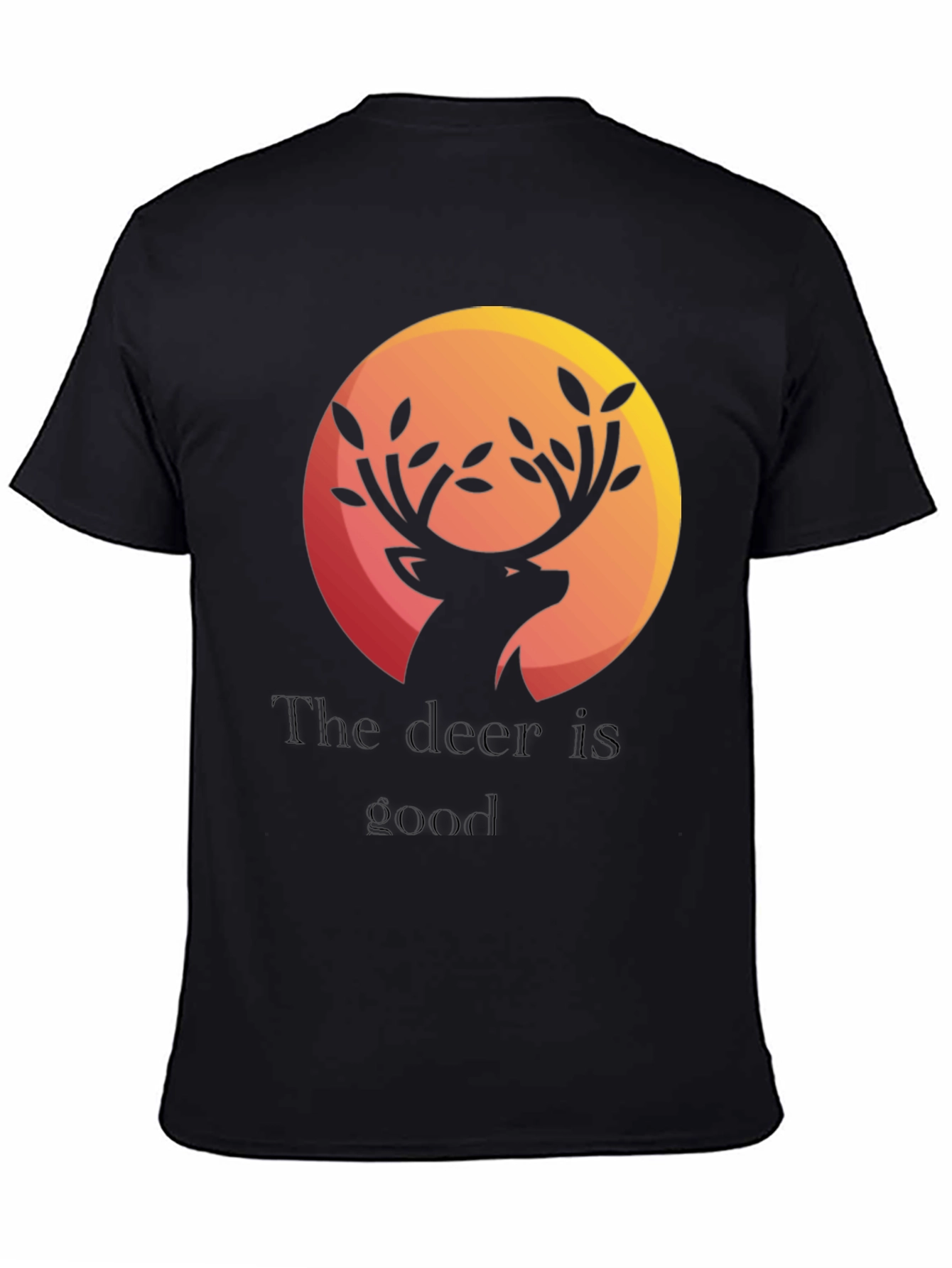Deer Graphic Print Black T-Shirt