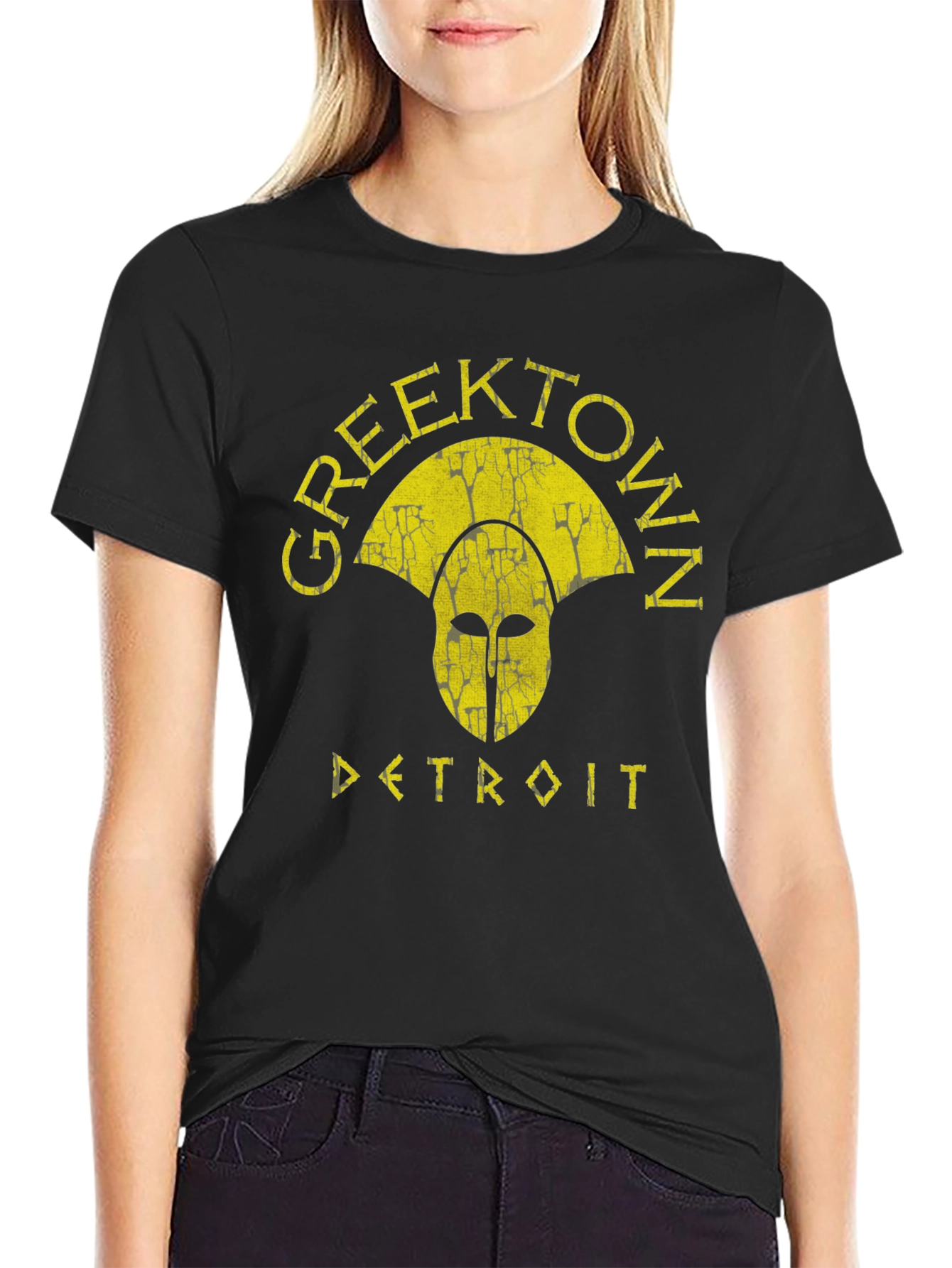 Greektown Detroit T-Shirt - Spartan Helmet Graphic