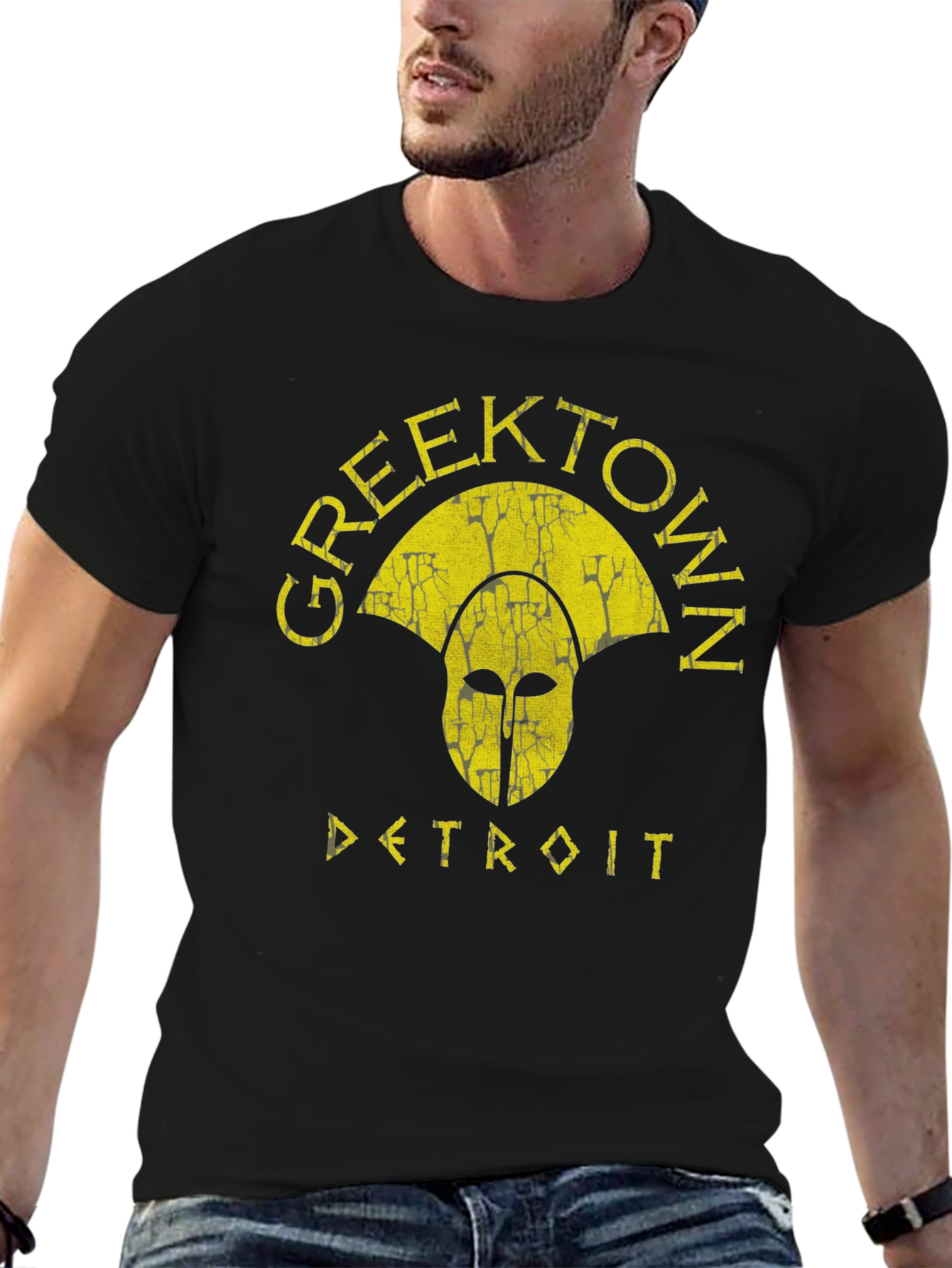 Greektown Detroit T-Shirt - Spartan Helmet Graphic