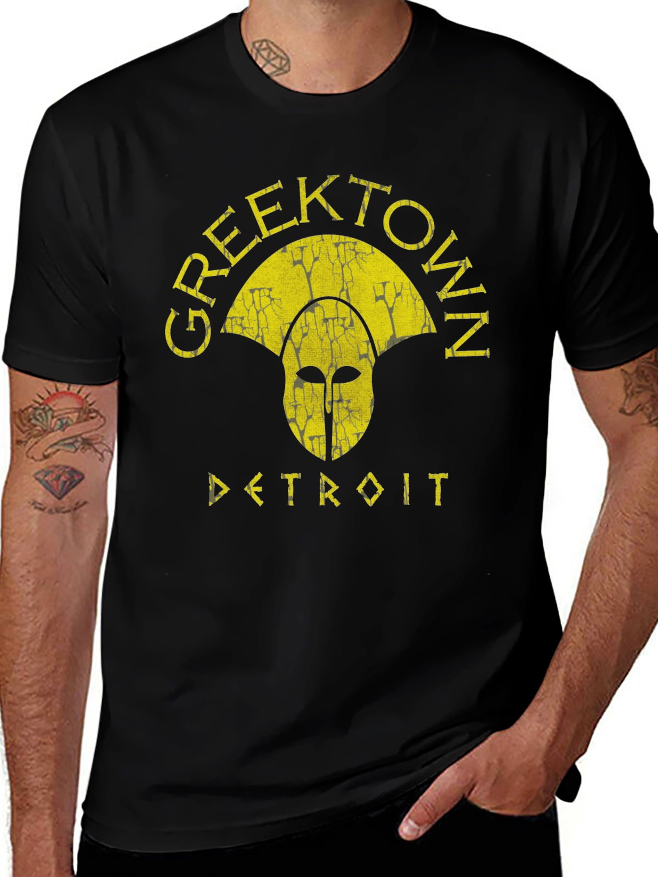 Greektown Detroit T-Shirt - Spartan Helmet Graphic