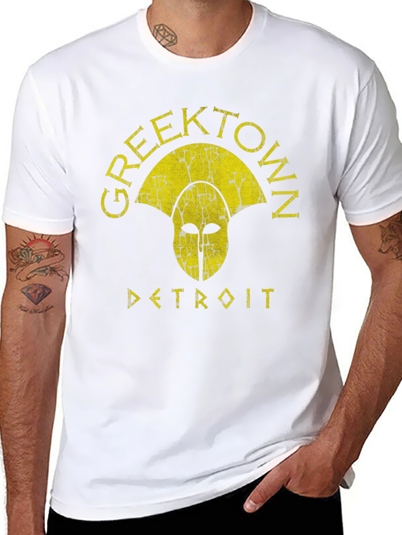 Greektown Detroit T-Shirt - Spartan Helmet Graphic